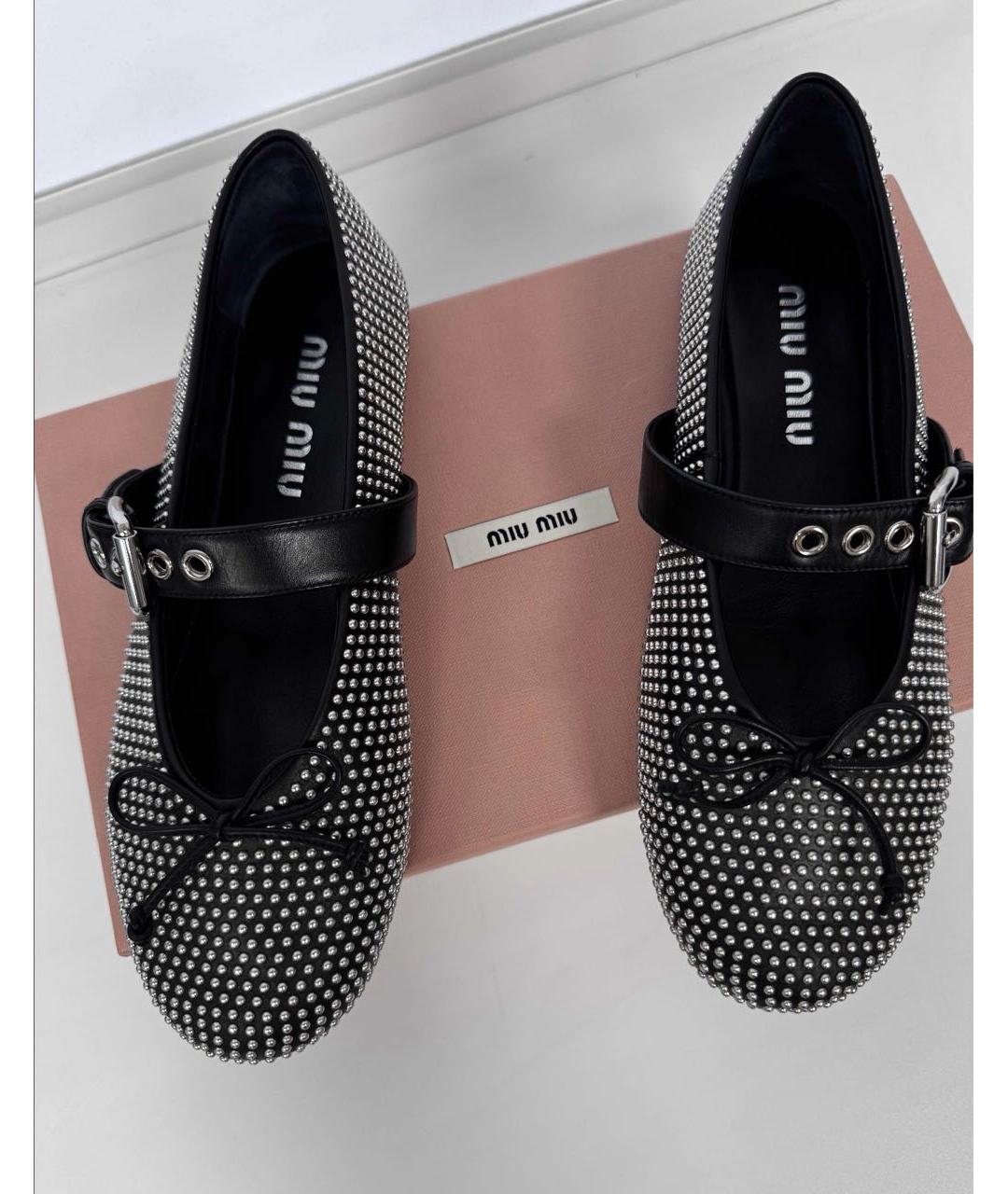 MIU MIU Черные кожаные балетки, фото 2