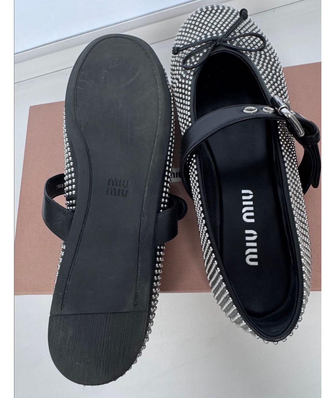 MIU MIU Черные кожаные балетки, фото 5
