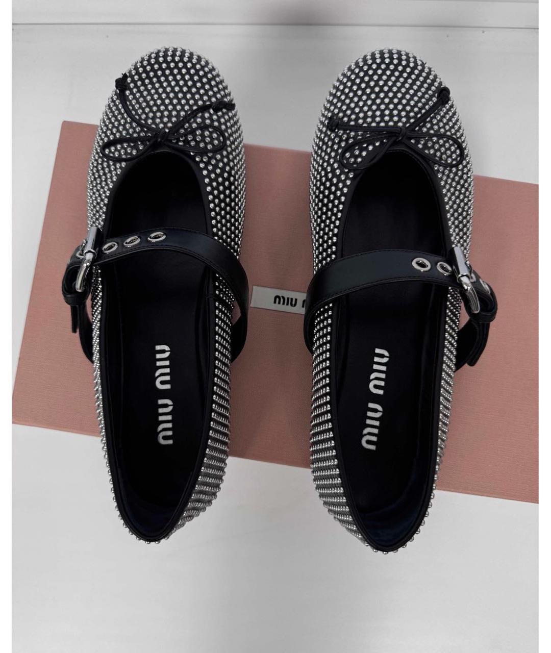 MIU MIU Черные кожаные балетки, фото 4