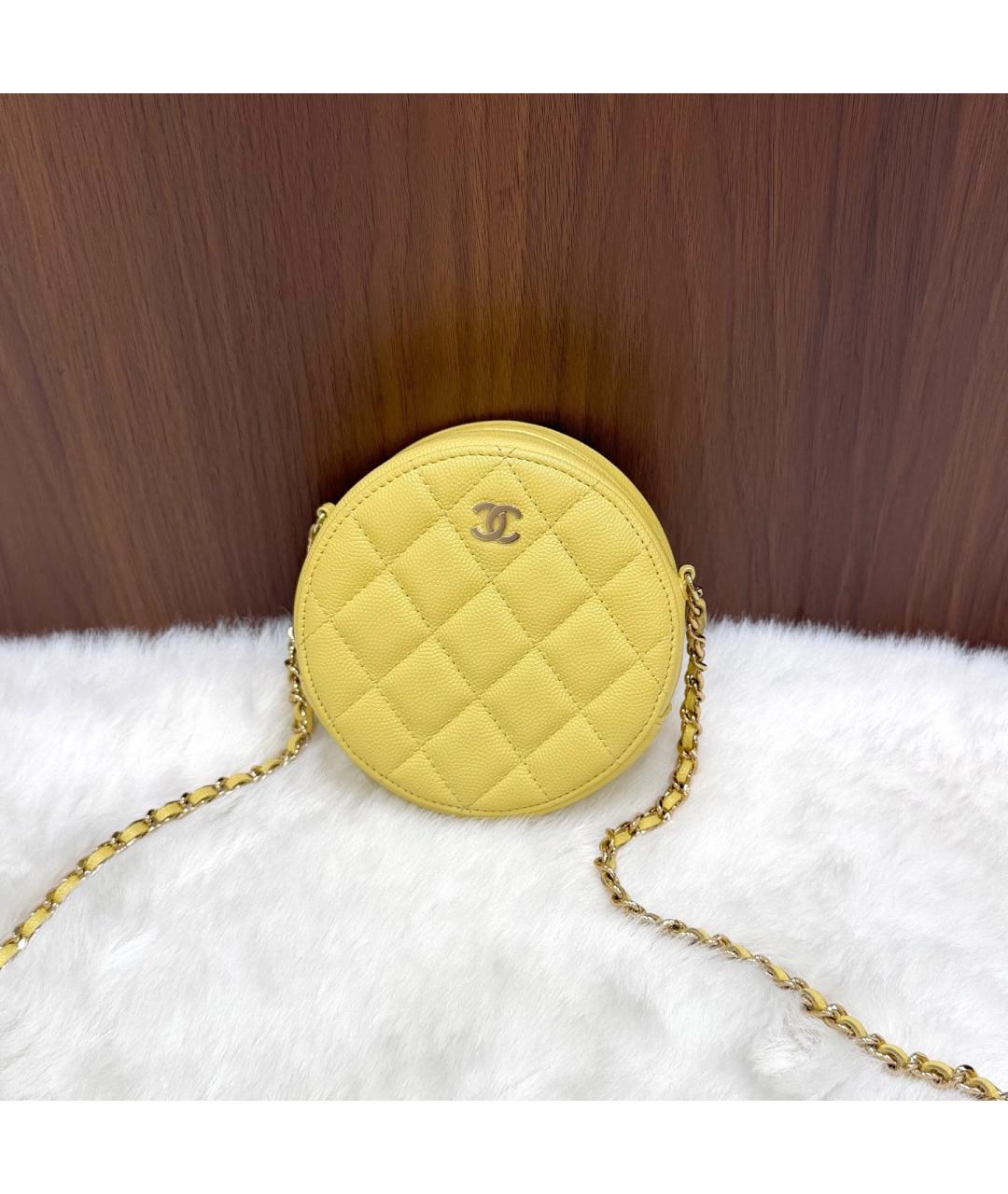 CHANEL Желтая кожаная сумка через плечо, фото 6