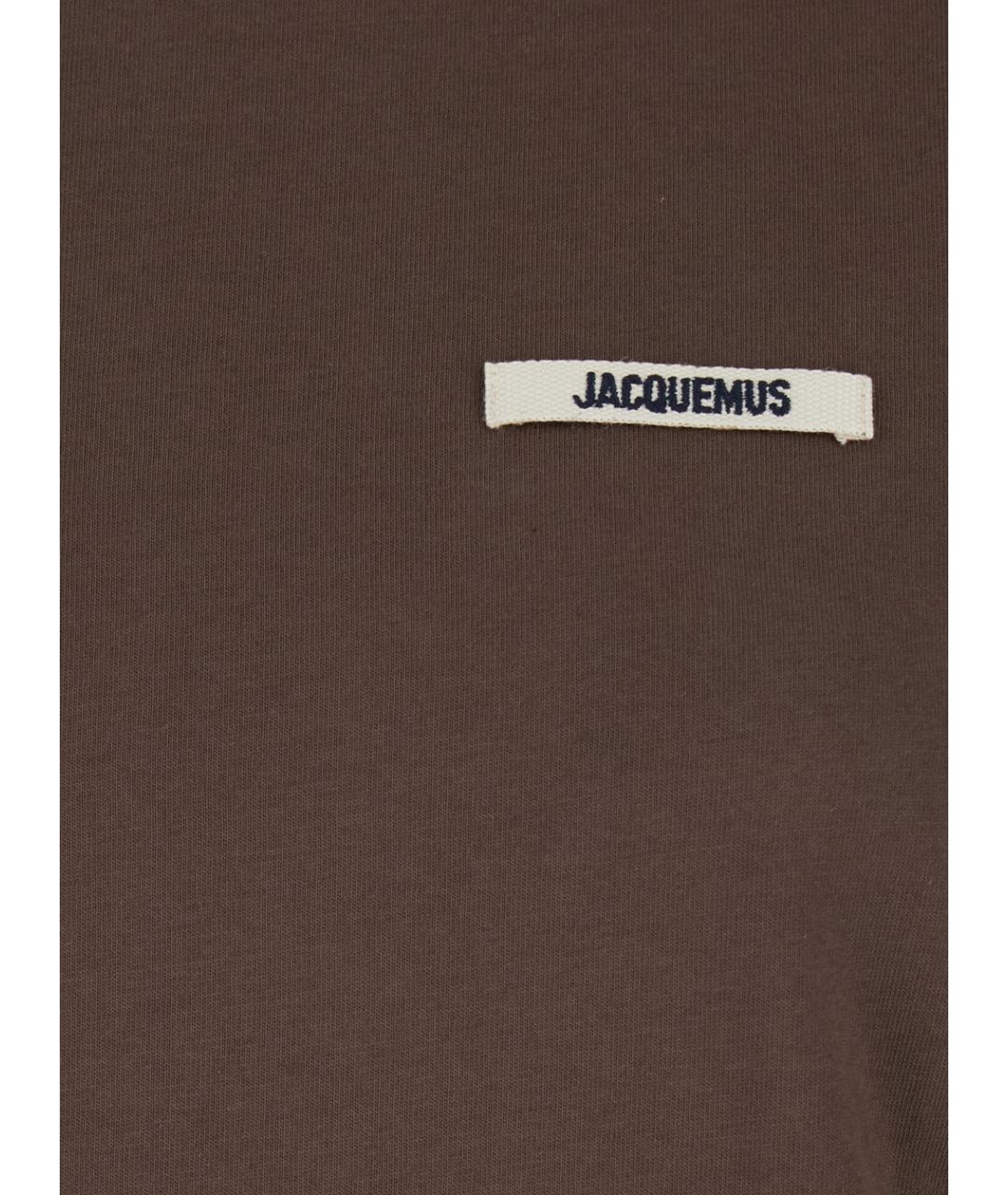 JACQUEMUS Коричневая хлопковая футболка, фото 3