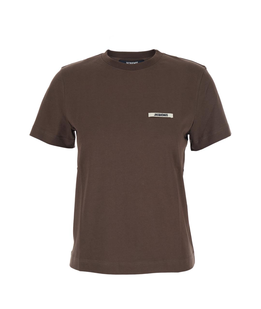 JACQUEMUS Коричневая хлопковая футболка, фото 1