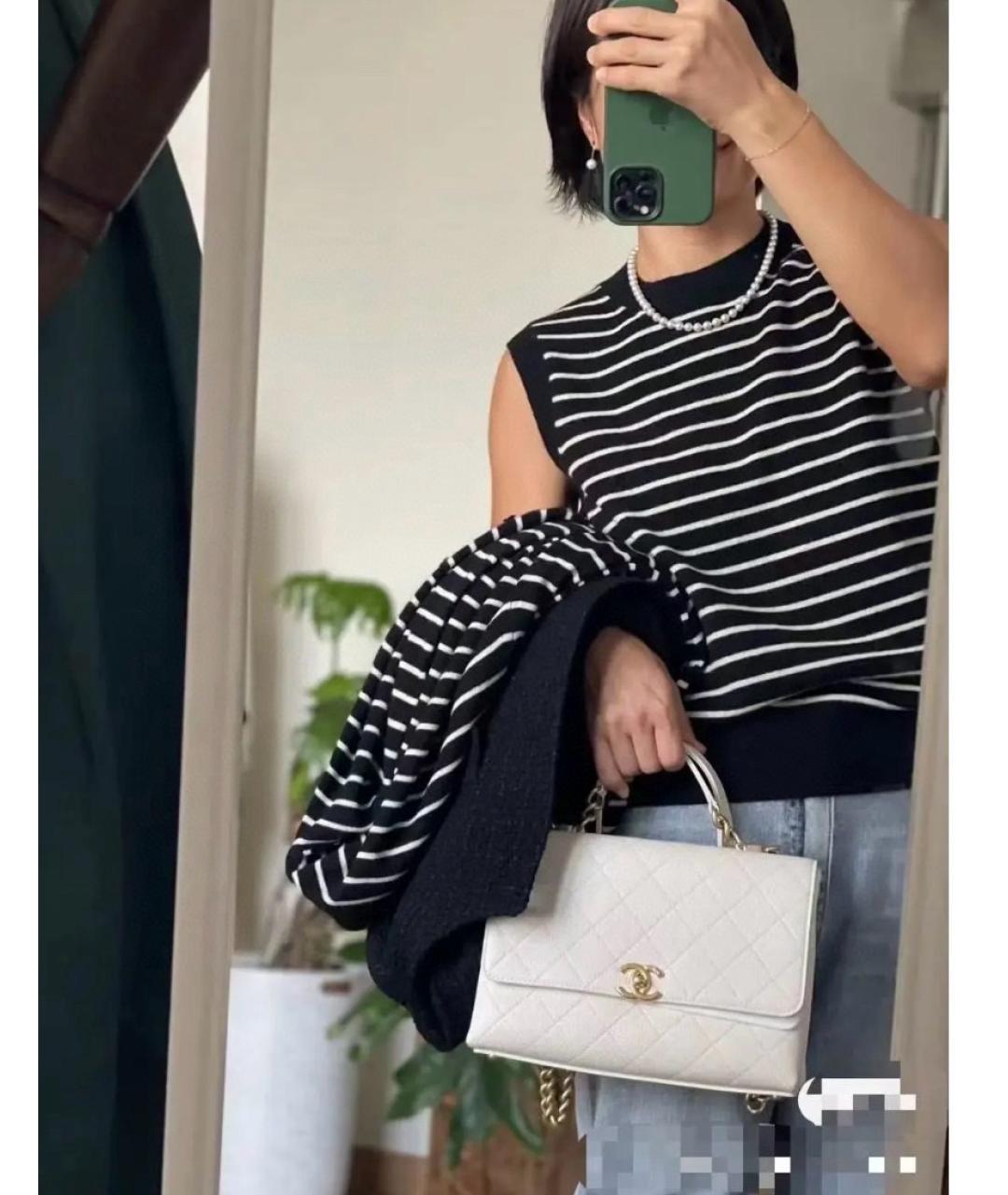 CHANEL Белая кожаная сумка через плечо, фото 2