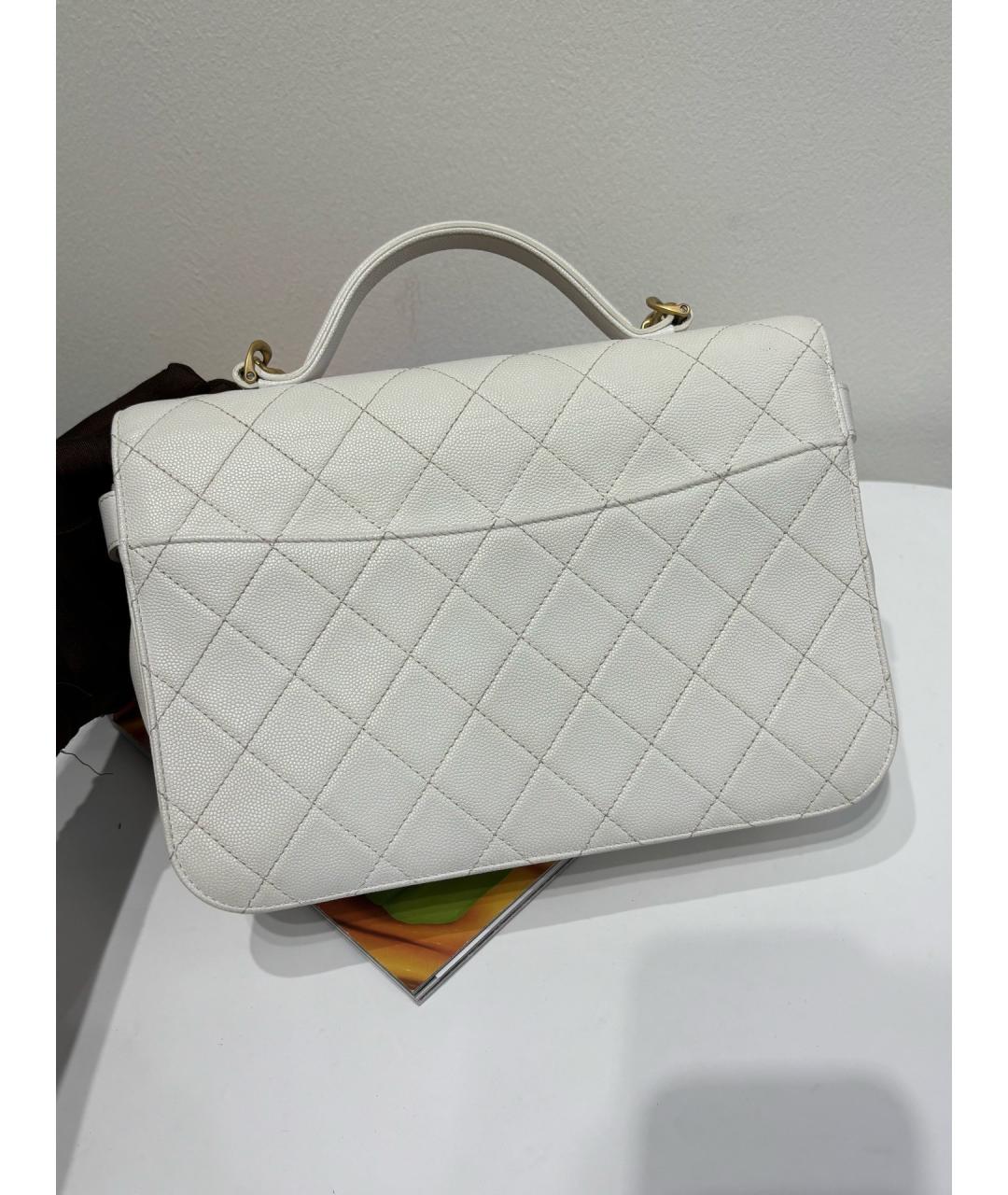 CHANEL Белая кожаная сумка через плечо, фото 4