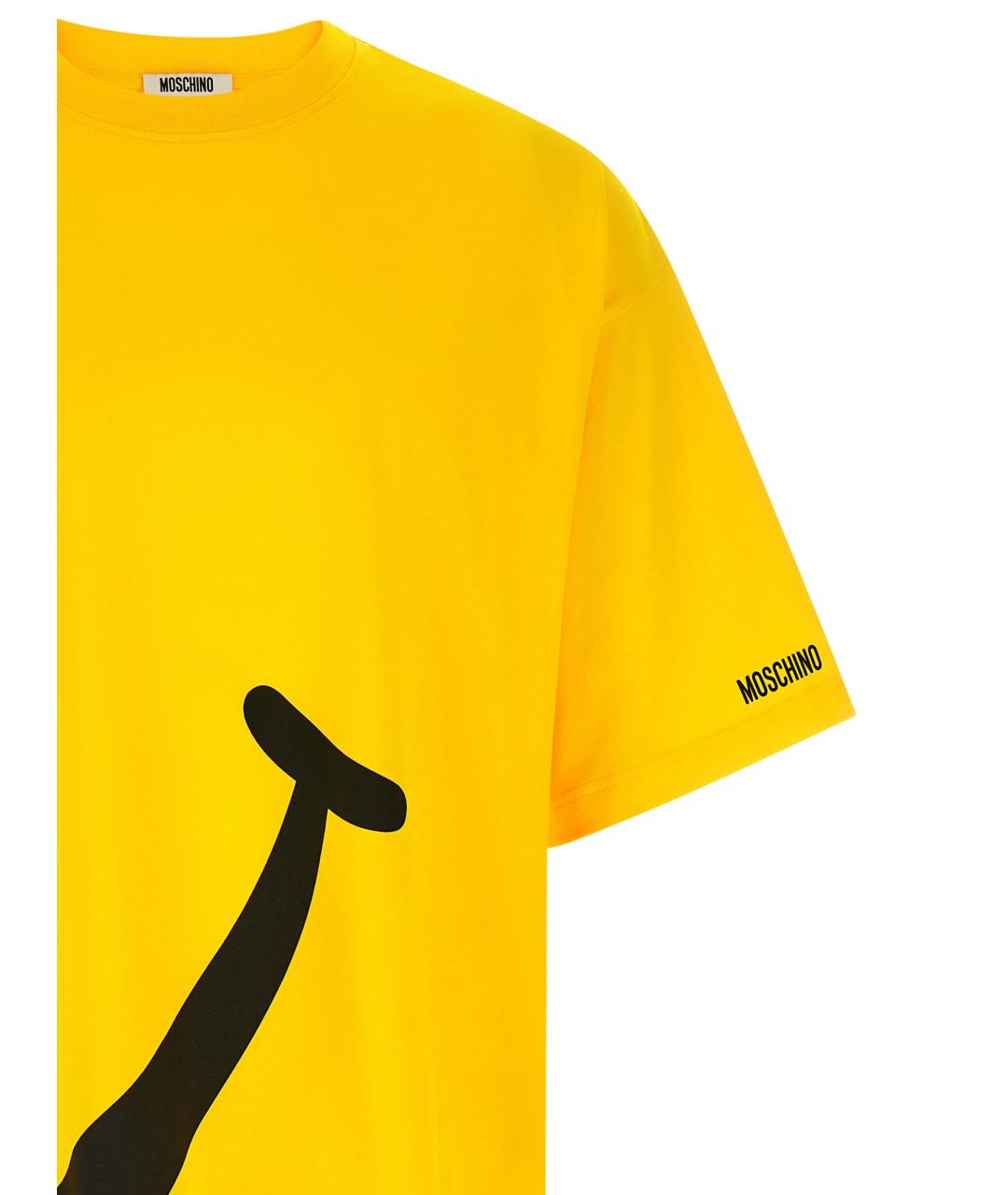 MOSCHINO Желтая хлопковая футболка, фото 3