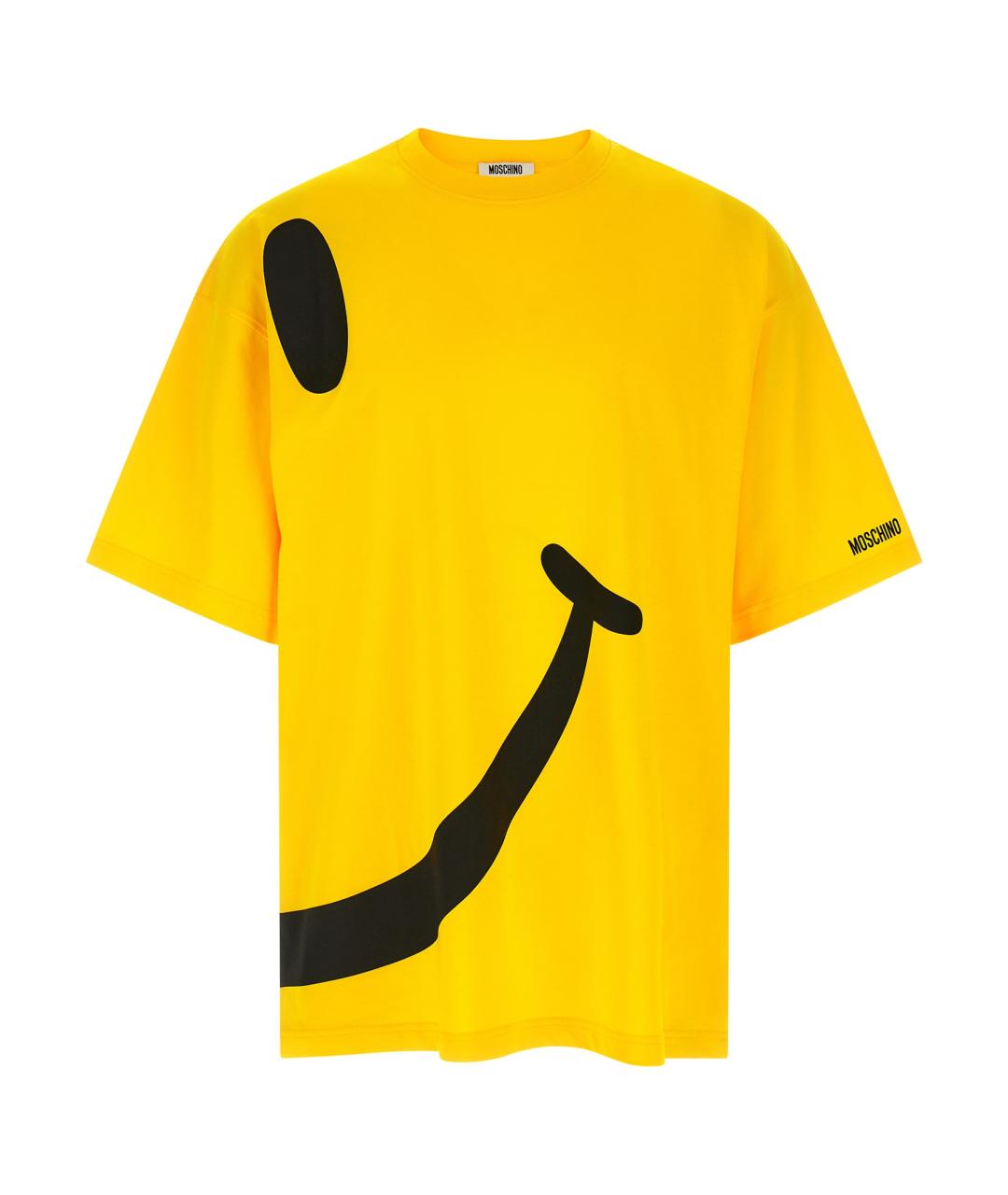 MOSCHINO Желтая хлопковая футболка, фото 1