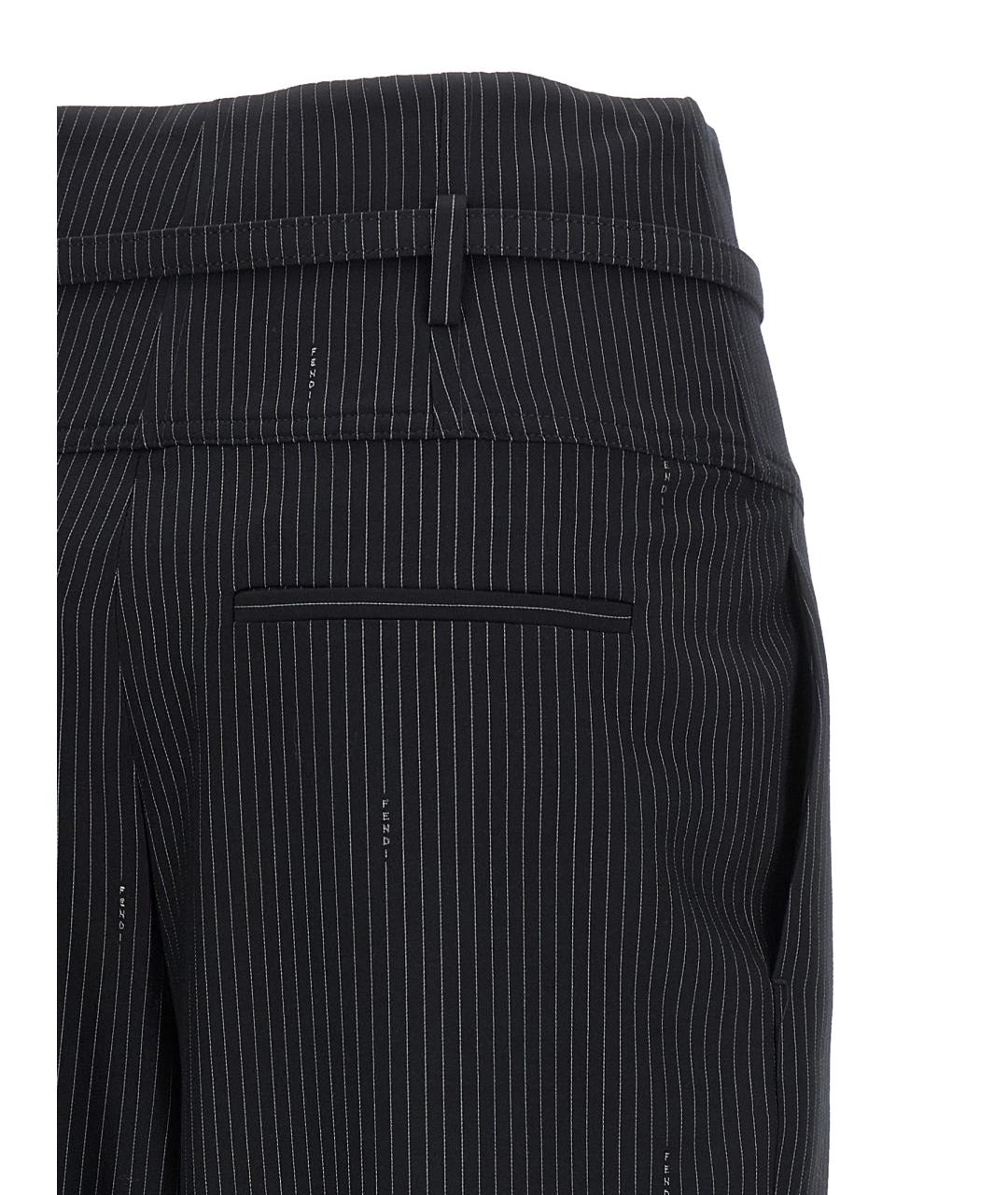 FENDI Темно-синие шерстяные прямые брюки, фото 4