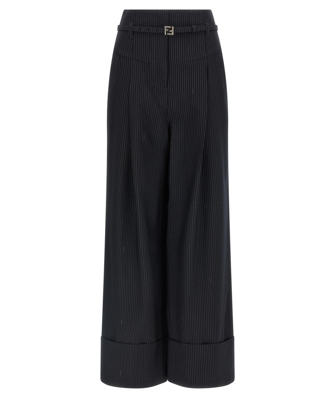 FENDI Темно-синие шерстяные прямые брюки, фото 1