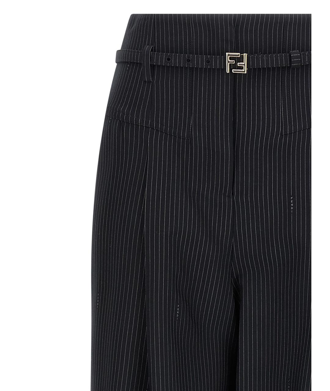 FENDI Темно-синие шерстяные прямые брюки, фото 3