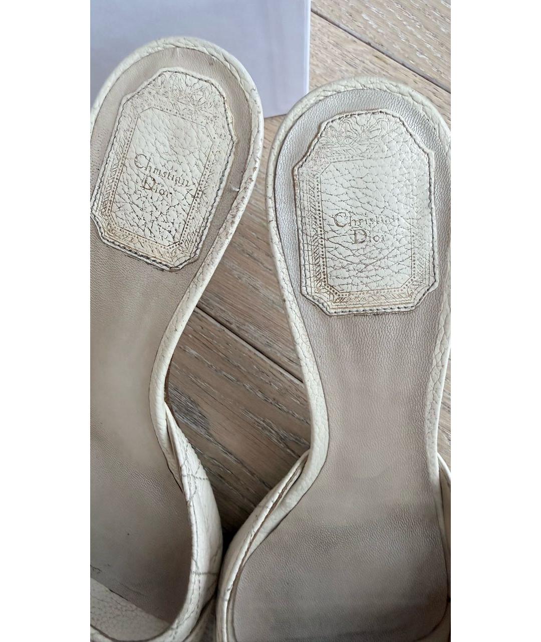 CHRISTIAN DIOR Белые кожаные мюли, фото 8