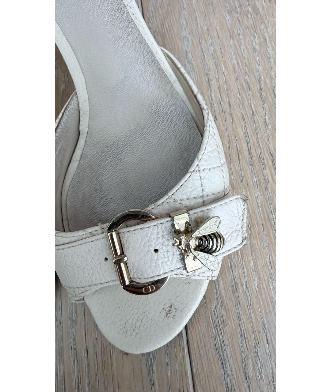 CHRISTIAN DIOR Белые кожаные мюли, фото 5