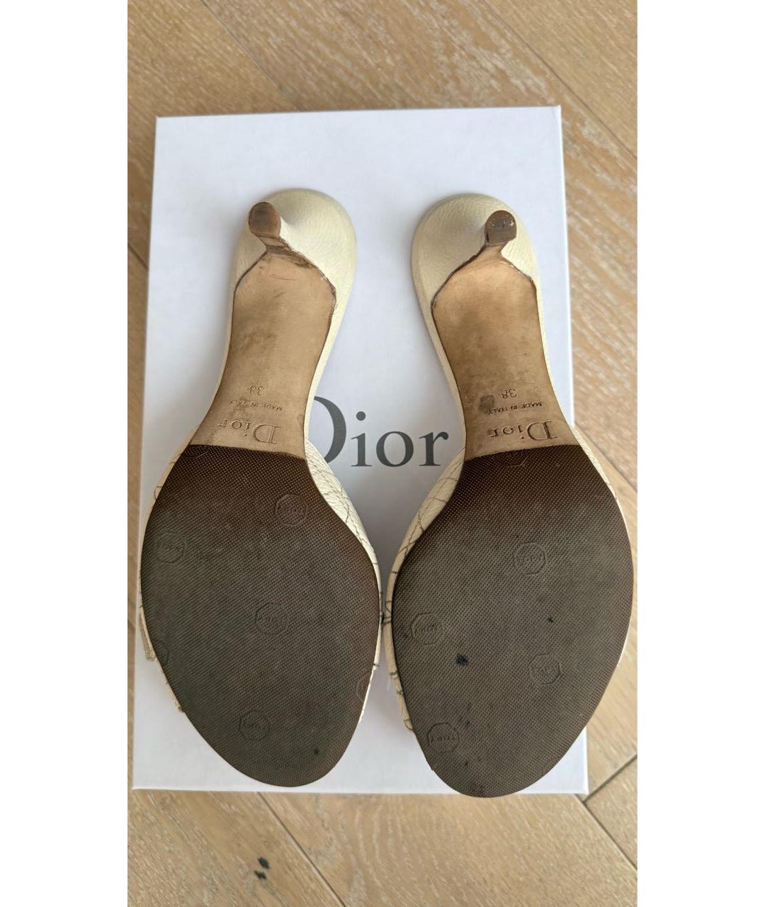 CHRISTIAN DIOR Белые кожаные мюли, фото 7