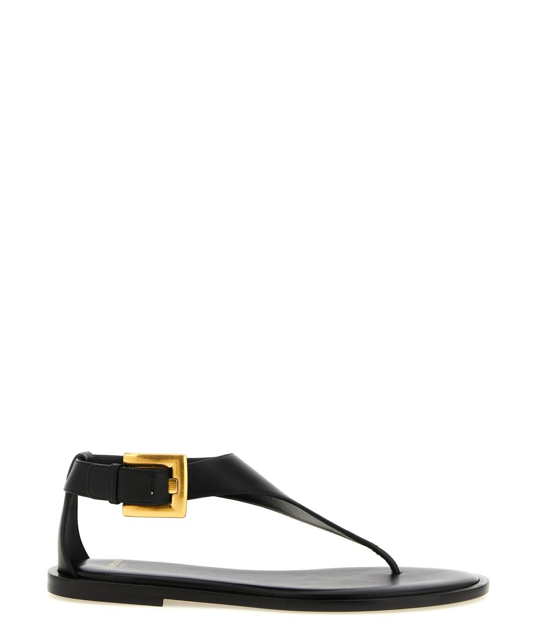 BALMAIN Черные кожаные босоножки, фото 1