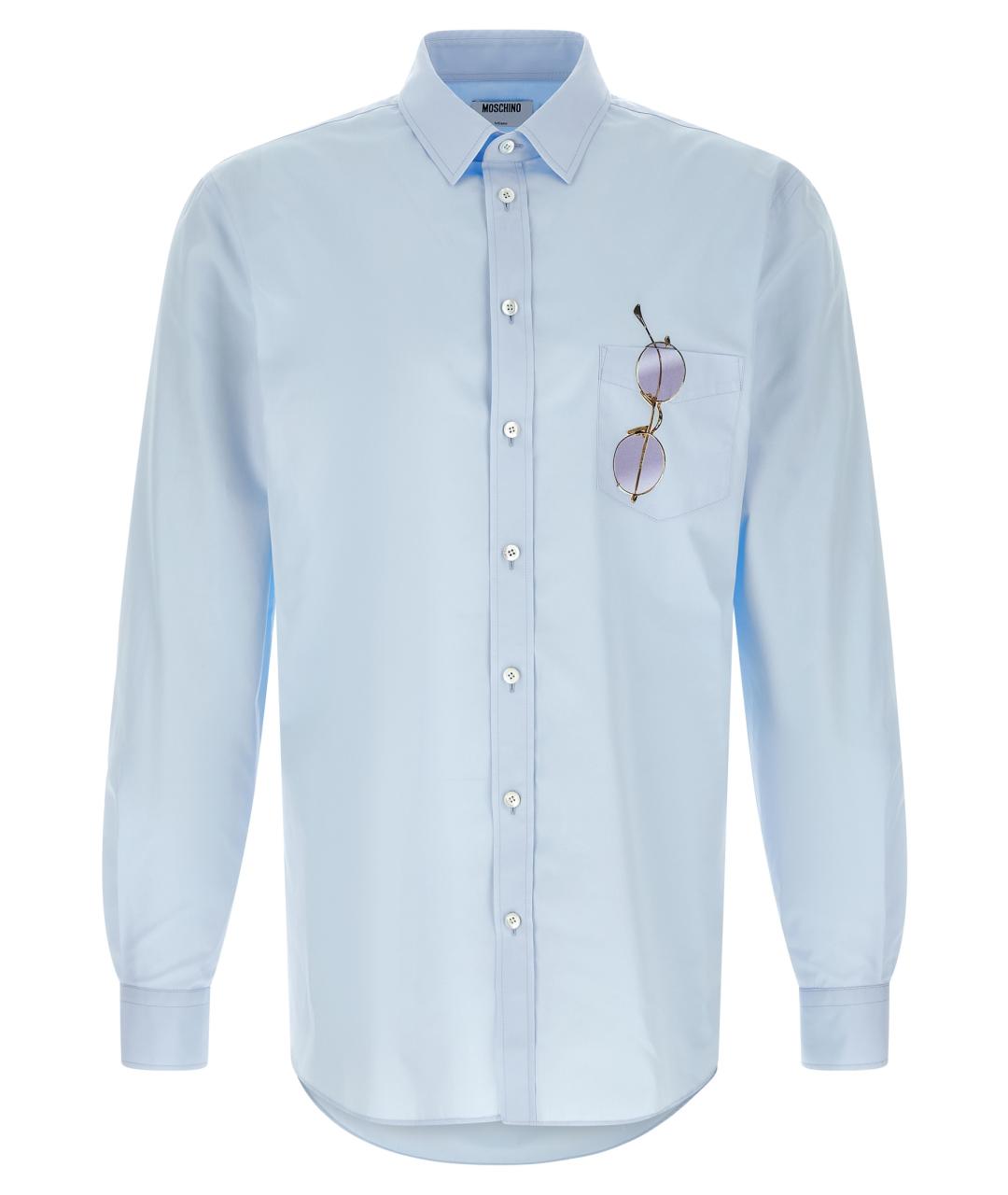 MOSCHINO Голубая хлопковая кэжуал рубашка, фото 1