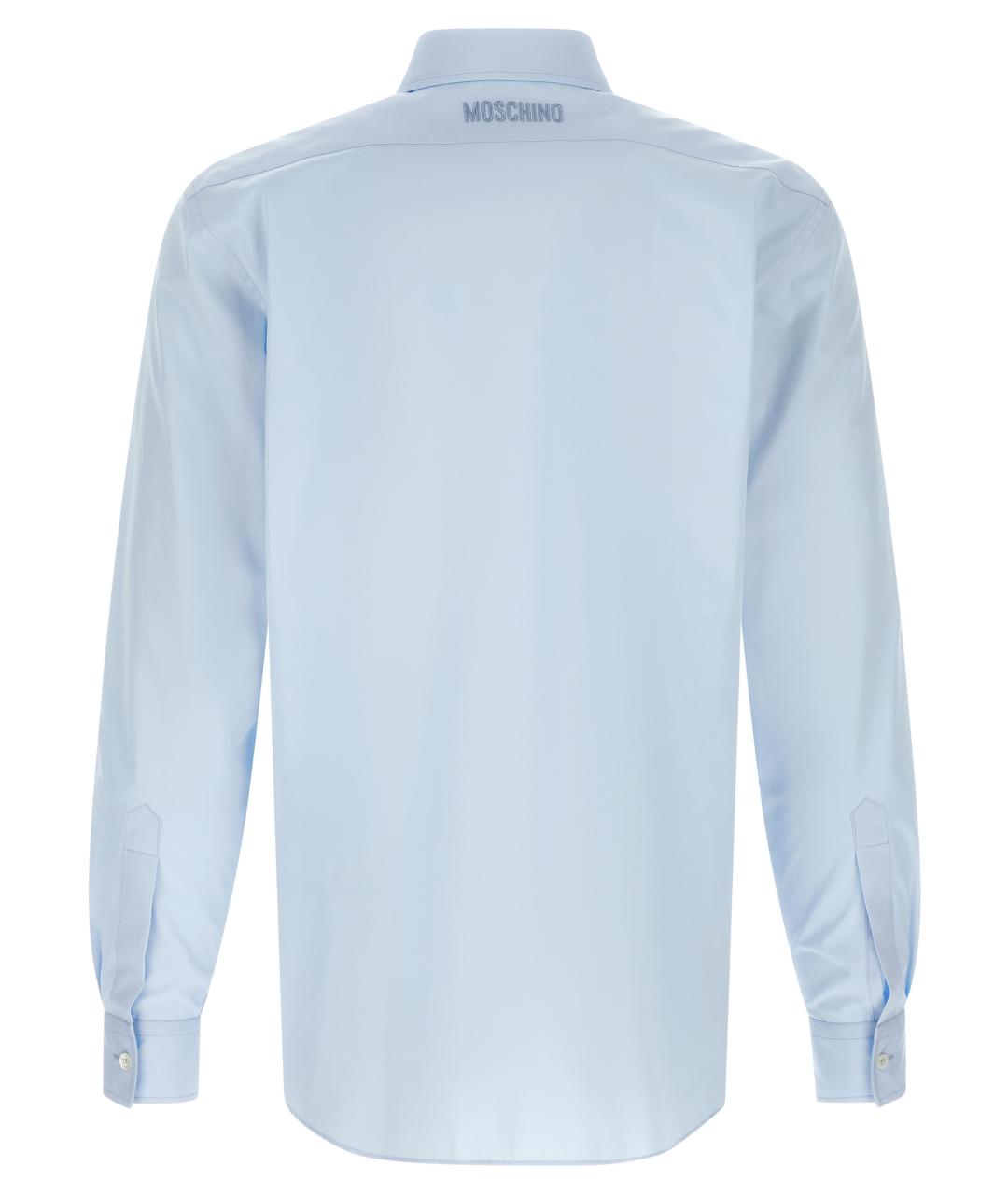 MOSCHINO Голубая хлопковая кэжуал рубашка, фото 2
