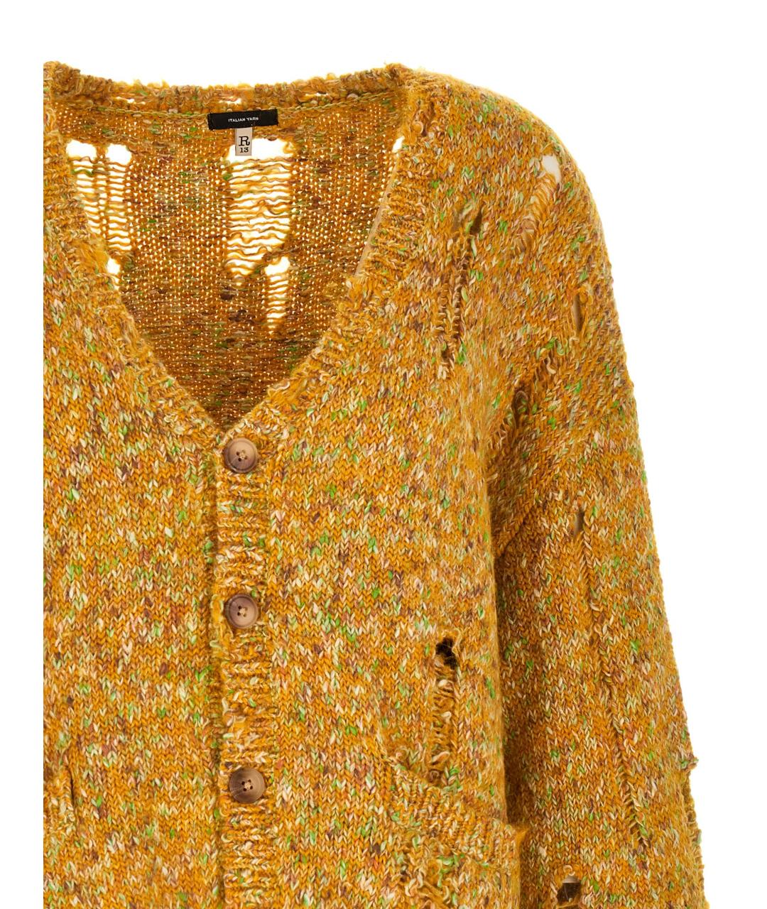 R13 Желтый шерстяной кардиган, фото 3