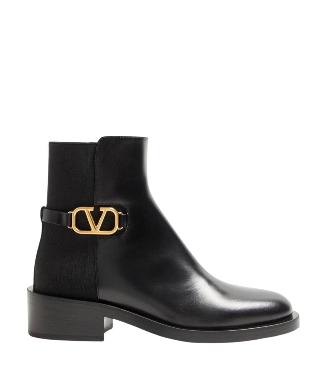 VALENTINO Черные кожаные ботинки, фото 1