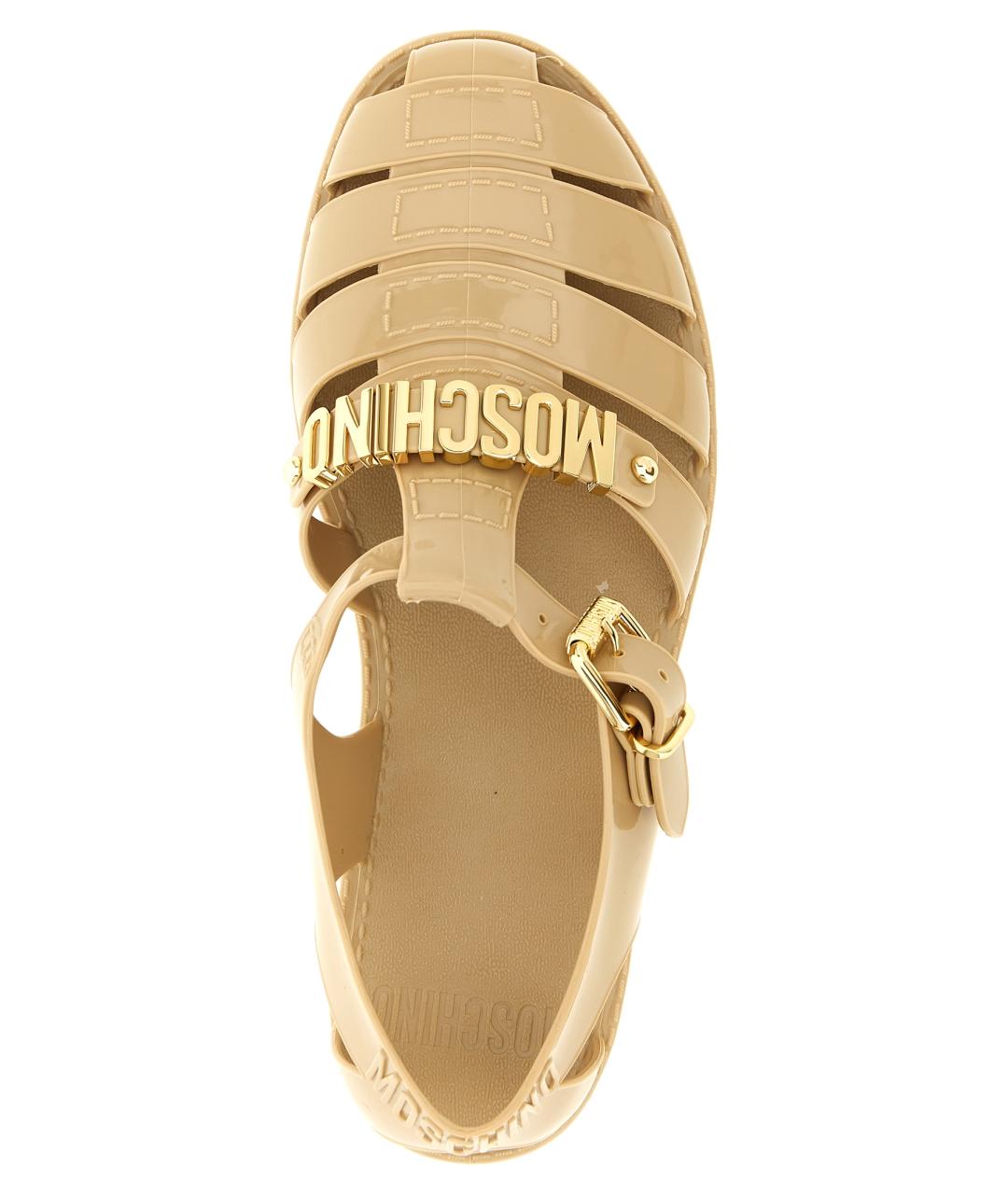 MOSCHINO Бежевые резиновые босоножки, фото 4