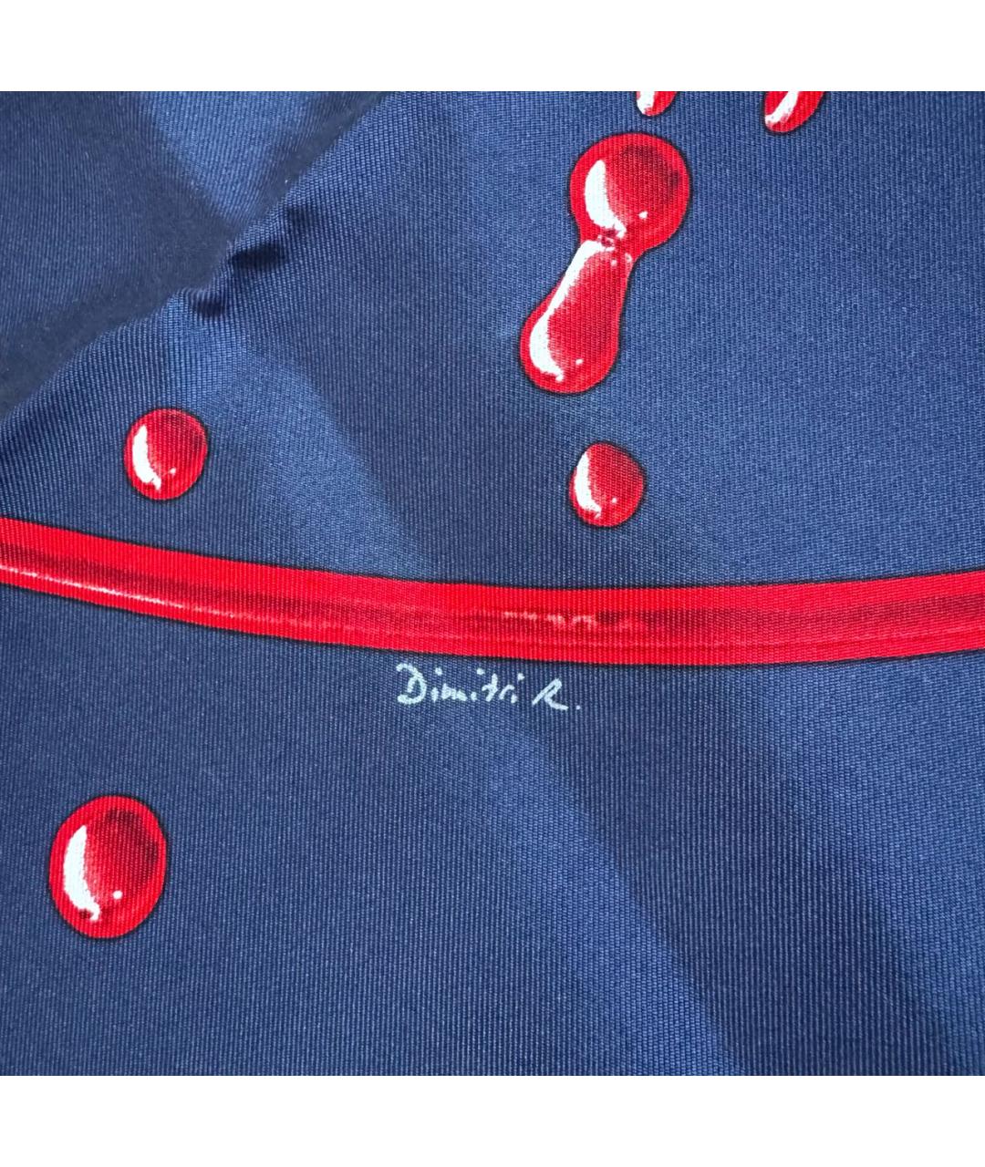 HERMES Темно-синий шелковый платок, фото 5