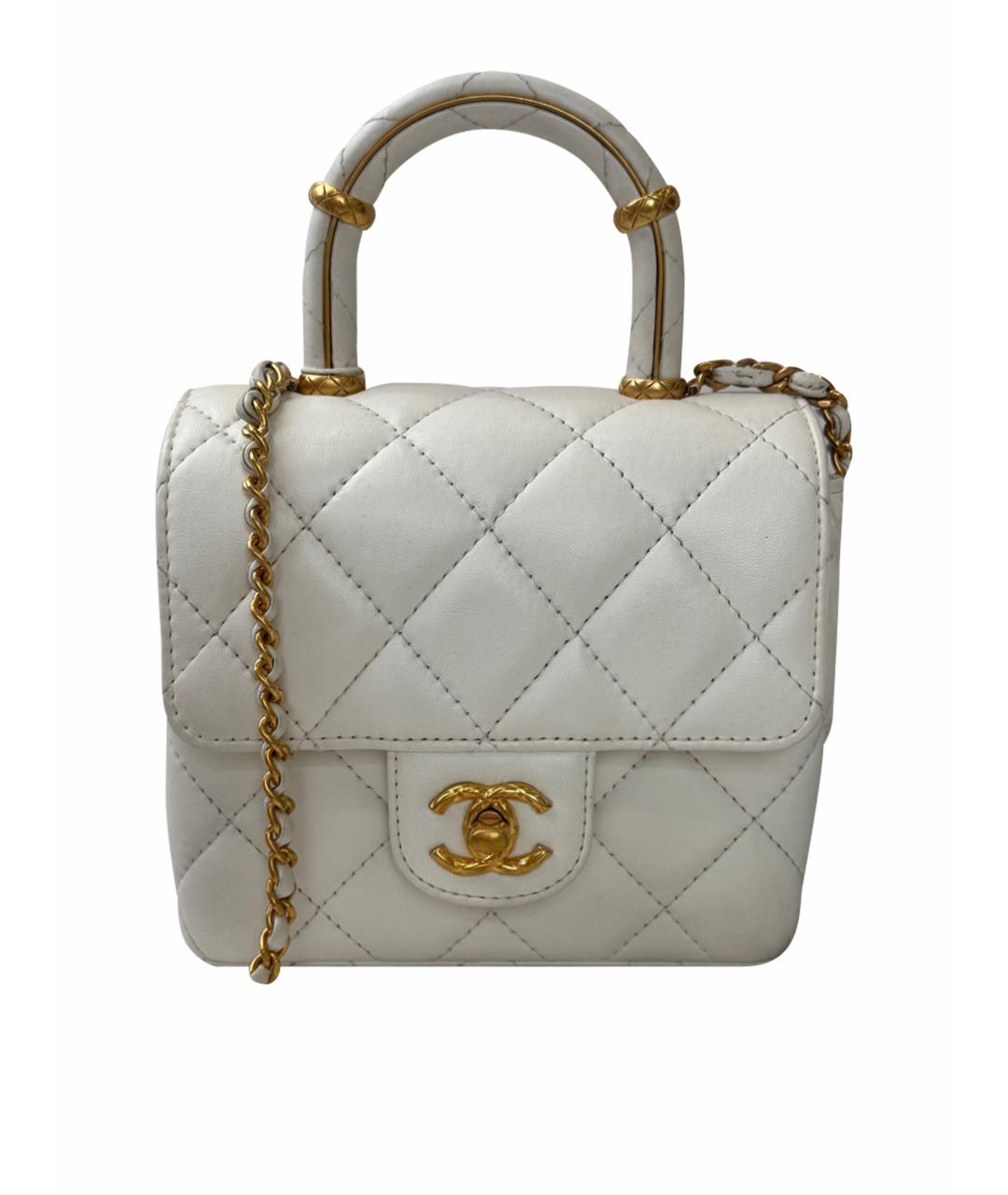 CHANEL Белая кожаная сумка через плечо, фото 1