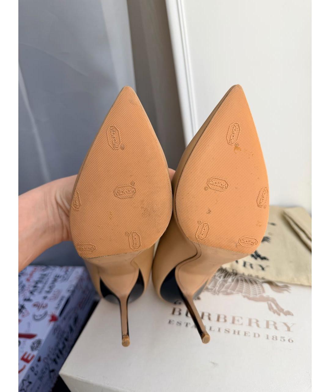 BURBERRY Бежевые кожаные туфли, фото 7