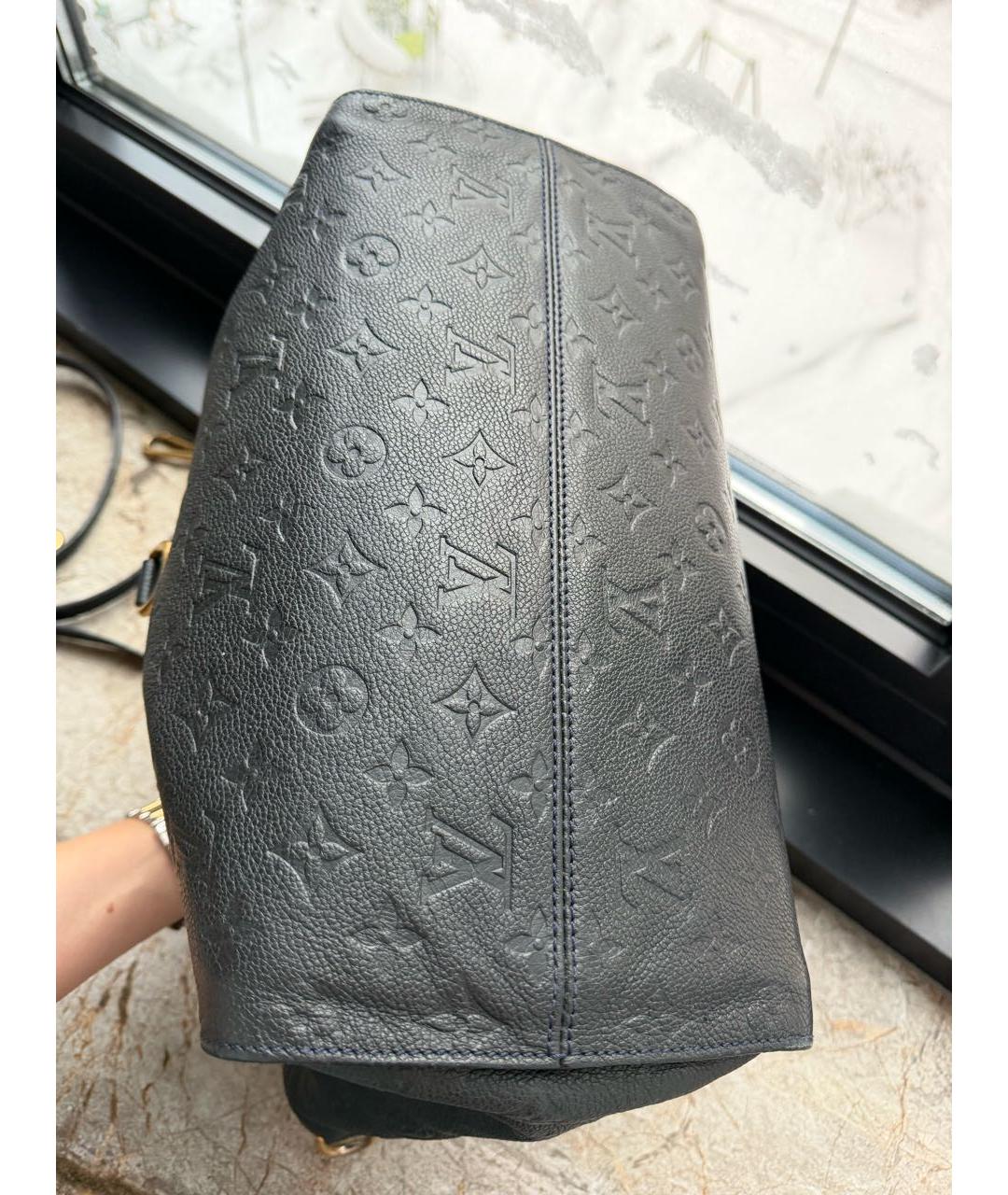 LOUIS VUITTON Темно-синяя кожаная сумка тоут, фото 5