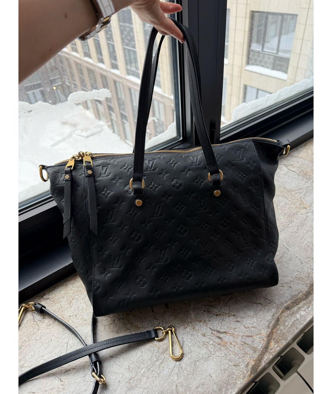 LOUIS VUITTON Темно-синяя кожаная сумка тоут, фото 3