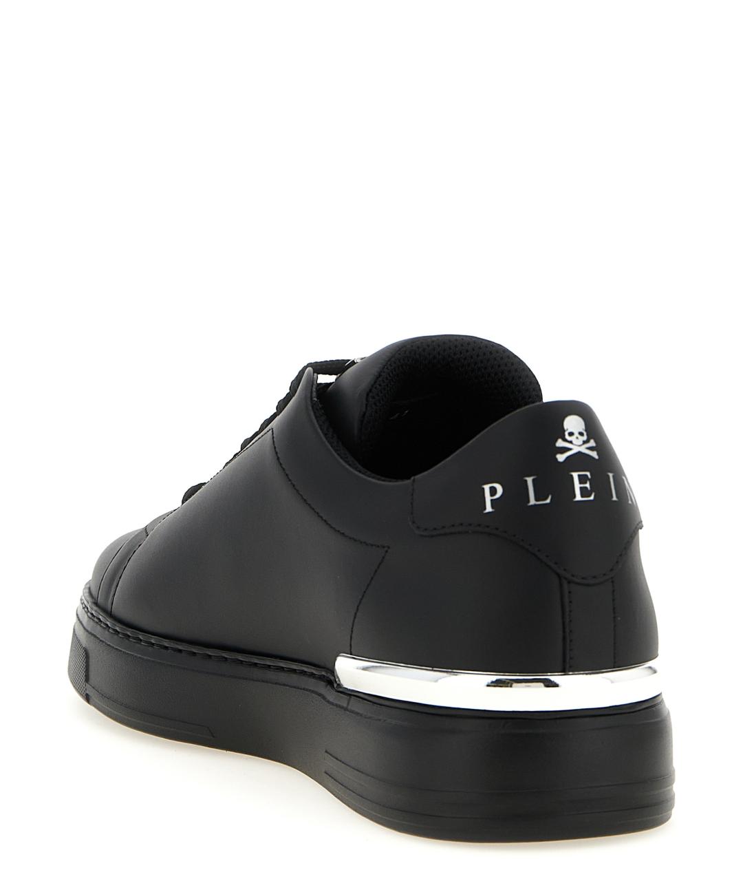 PHILIPP PLEIN Черные кожаные низкие кроссовки / кеды, фото 3