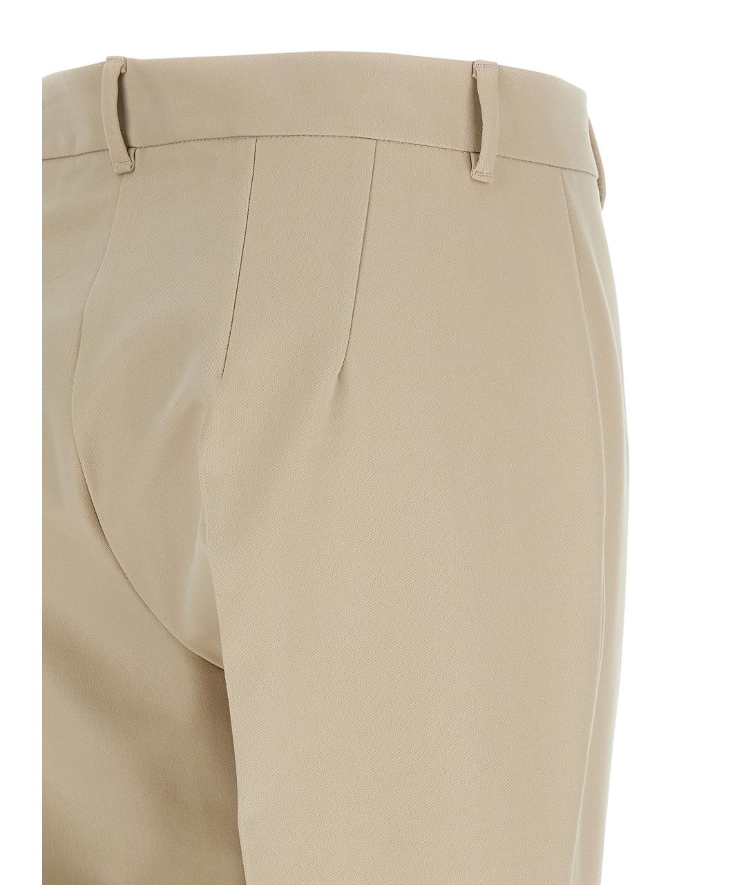 'S MAX MARA Бежевые хлопковые прямые брюки, фото 4