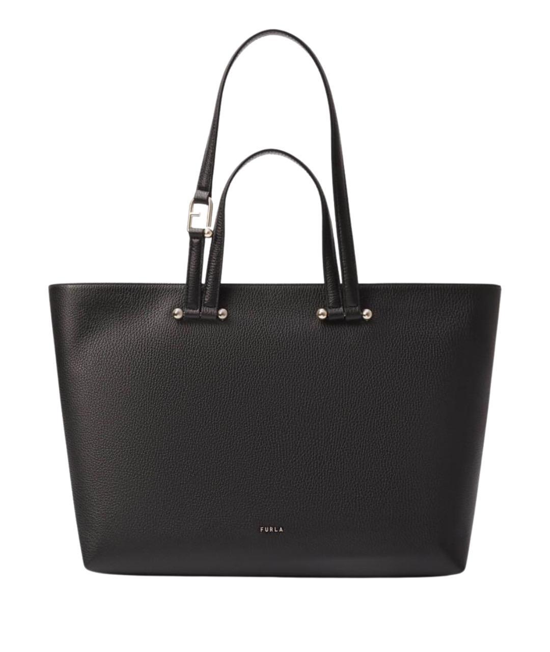 FURLA Черная кожаная сумка тоут, фото 1
