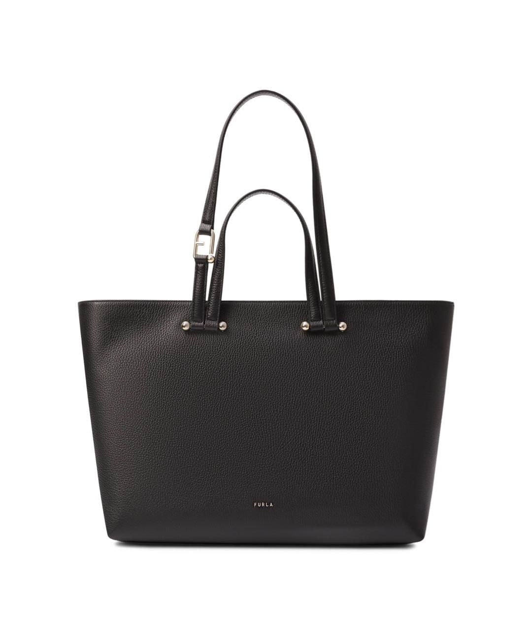 FURLA Черная кожаная сумка тоут, фото 6
