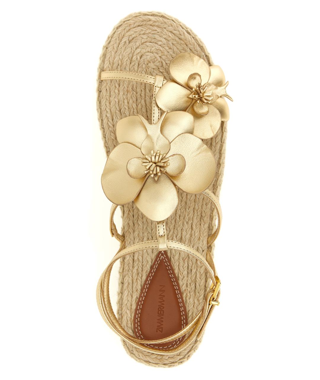 ZIMMERMANN Золотые кожаные босоножки, фото 5