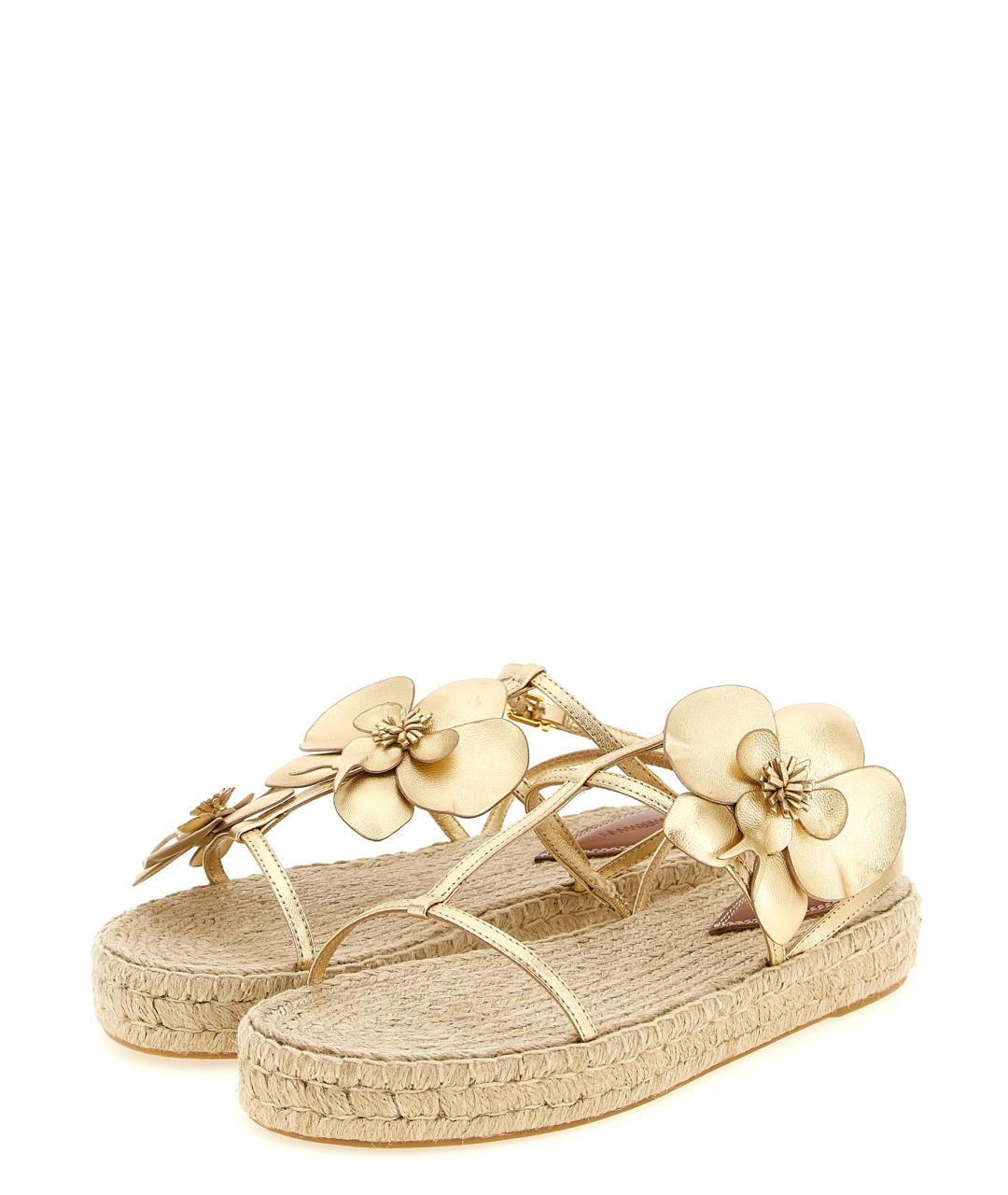 ZIMMERMANN Золотые кожаные босоножки, фото 2