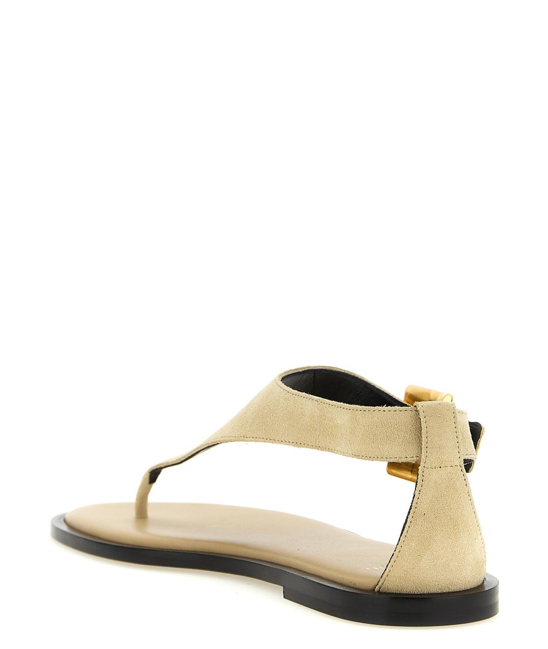 BALMAIN Бежевые кожаные босоножки, фото 3