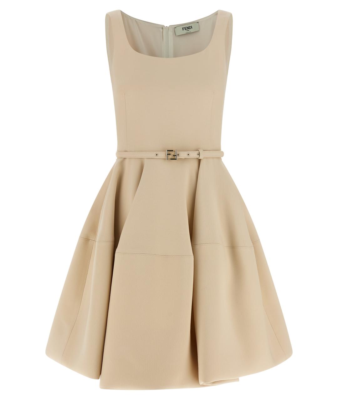 FENDI Бежевое шерстяное вечернее платье, фото 1