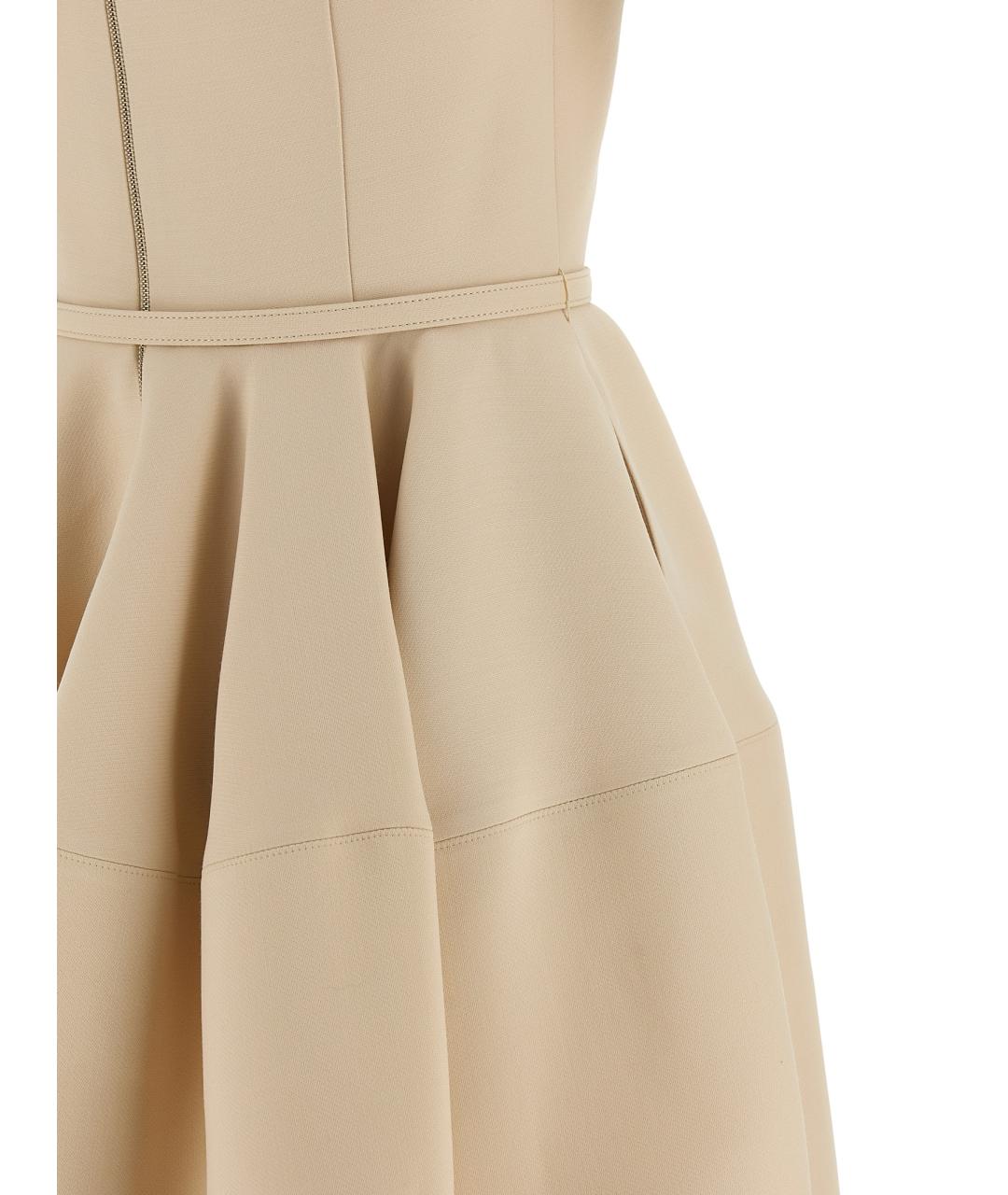 FENDI Бежевое шерстяное вечернее платье, фото 4