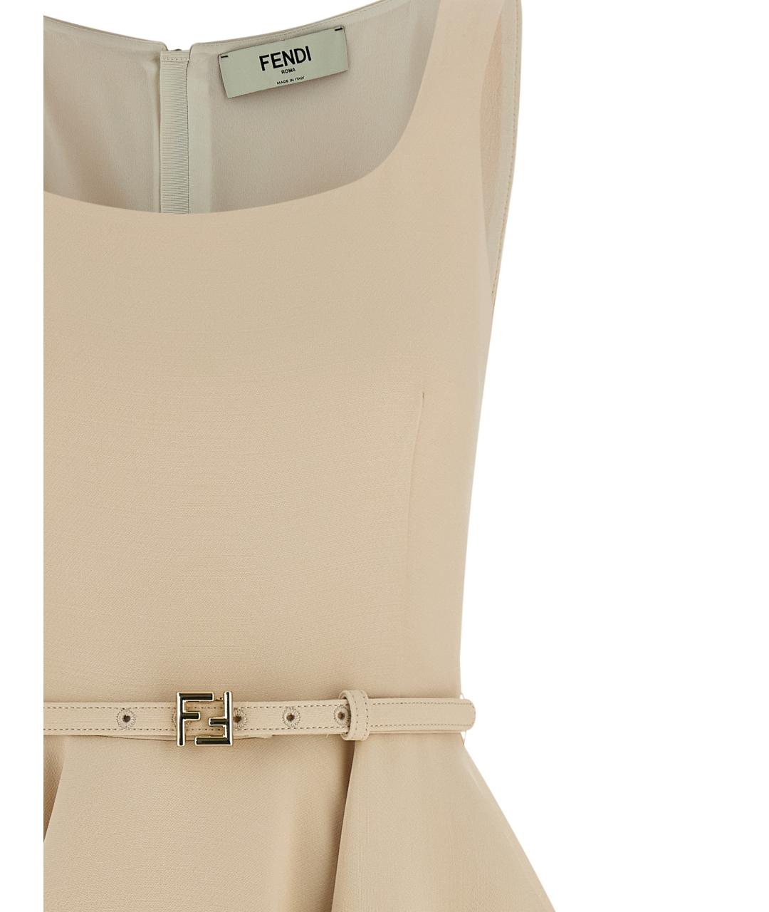 FENDI Бежевое шерстяное вечернее платье, фото 3