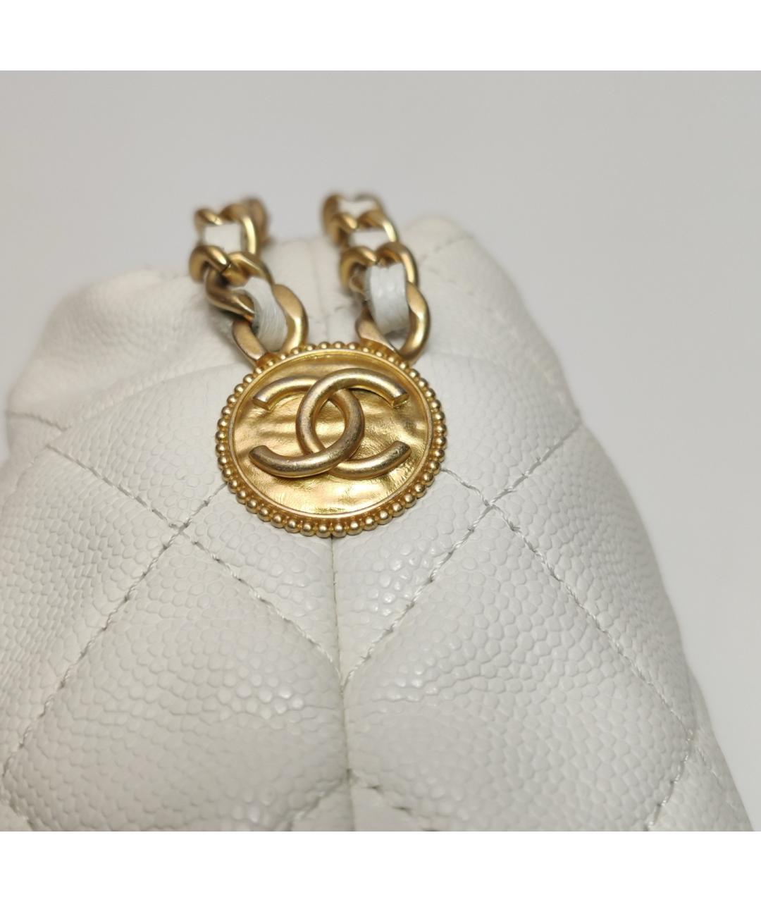CHANEL Белая кожаная сумка через плечо, фото 6