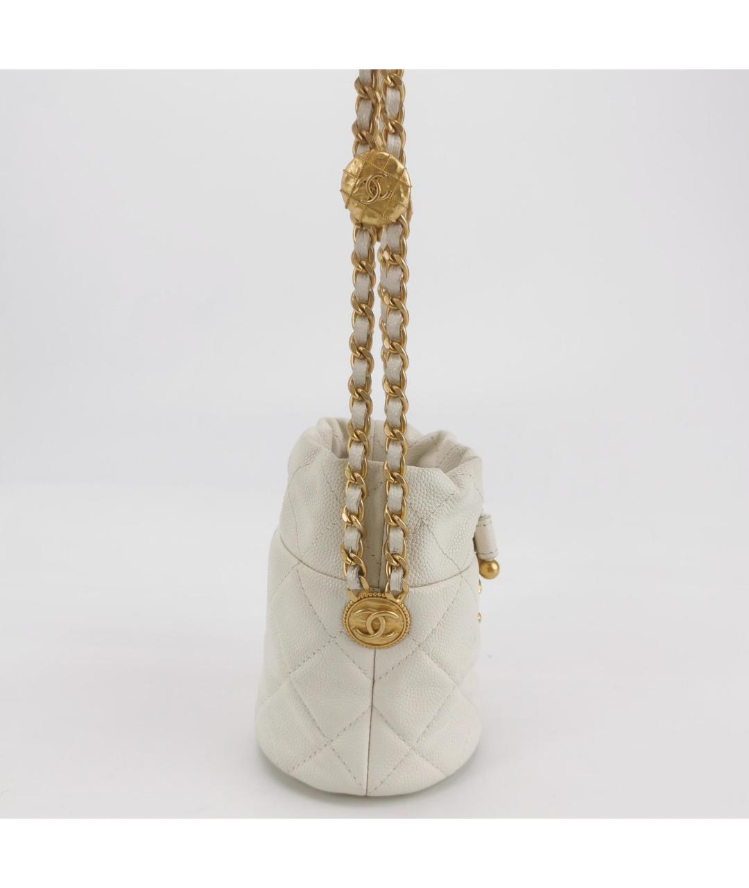 CHANEL Белая кожаная сумка через плечо, фото 5
