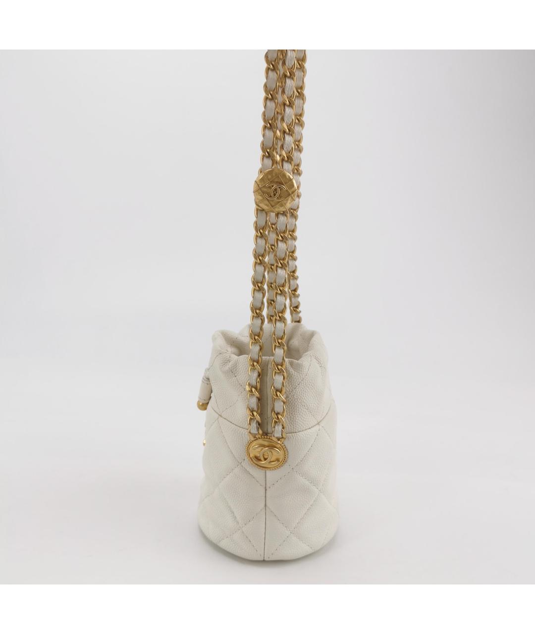 CHANEL Белая кожаная сумка через плечо, фото 4