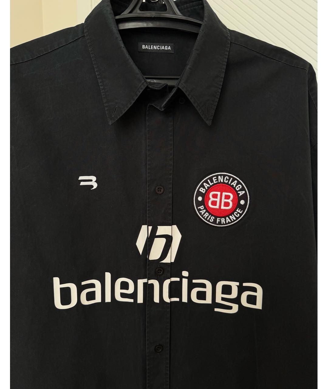 BALENCIAGA Черная хлопковая кэжуал рубашка, фото 3