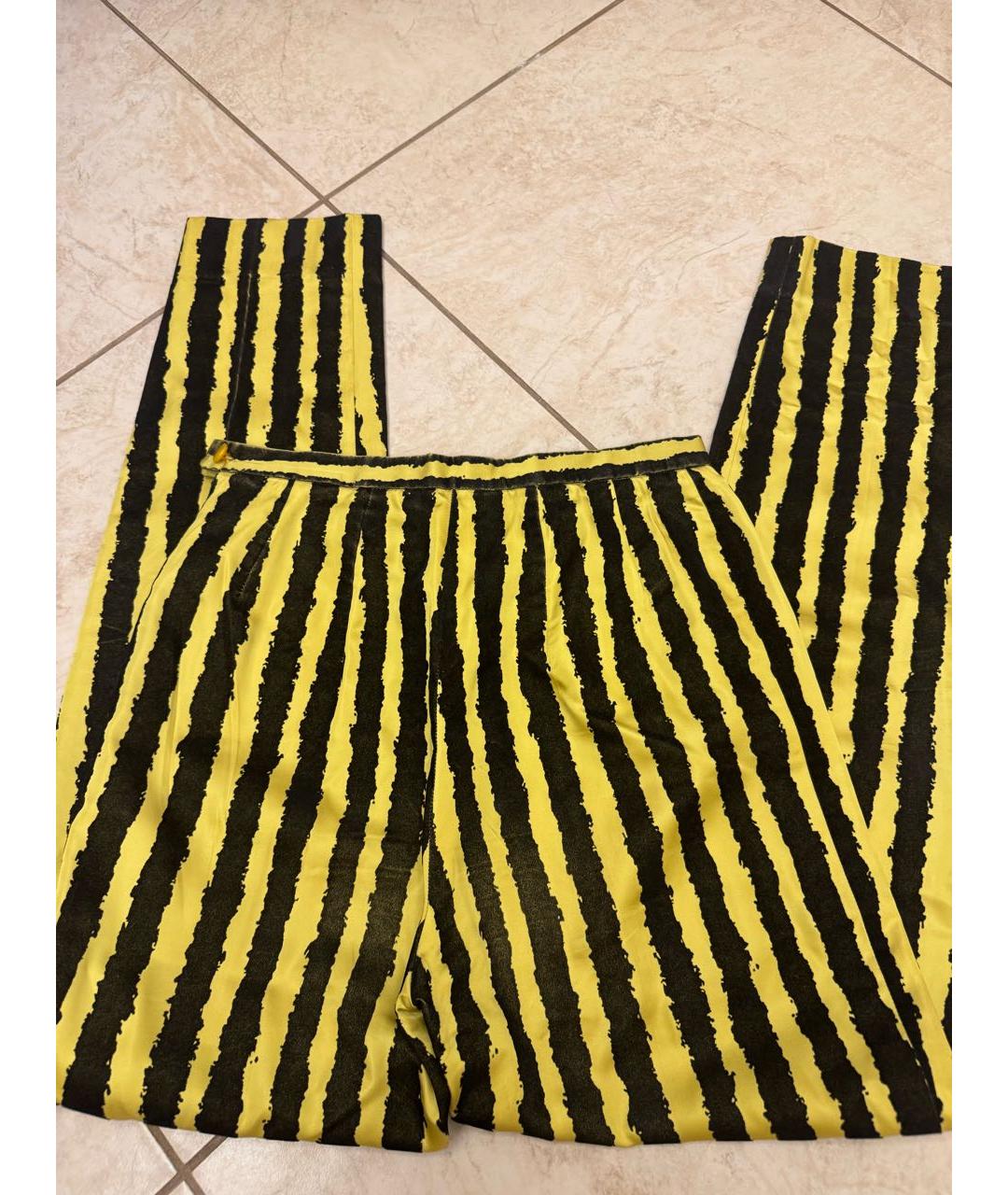 KENZO Желтые шелковые прямые брюки, фото 4