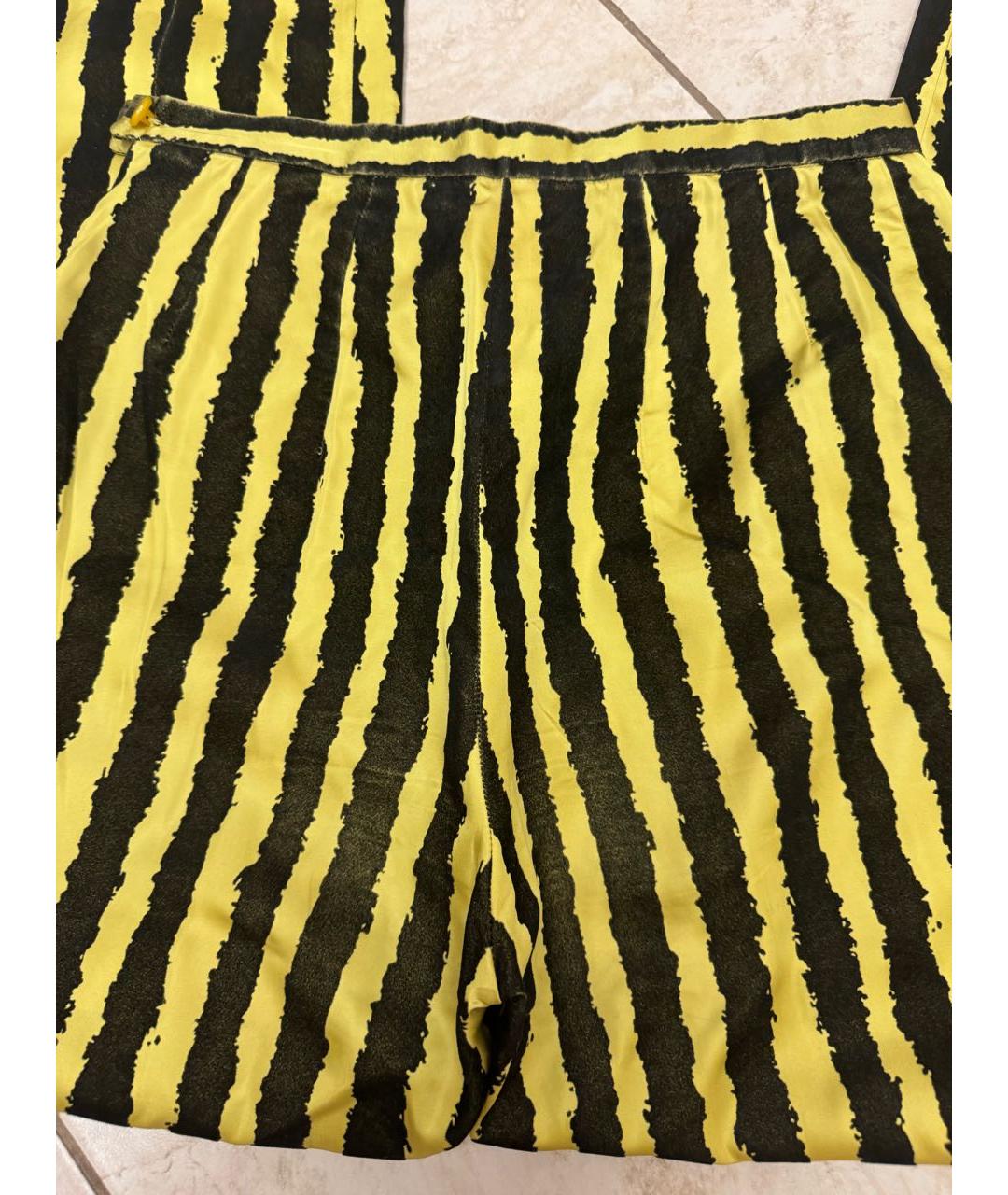 KENZO Желтые шелковые прямые брюки, фото 2