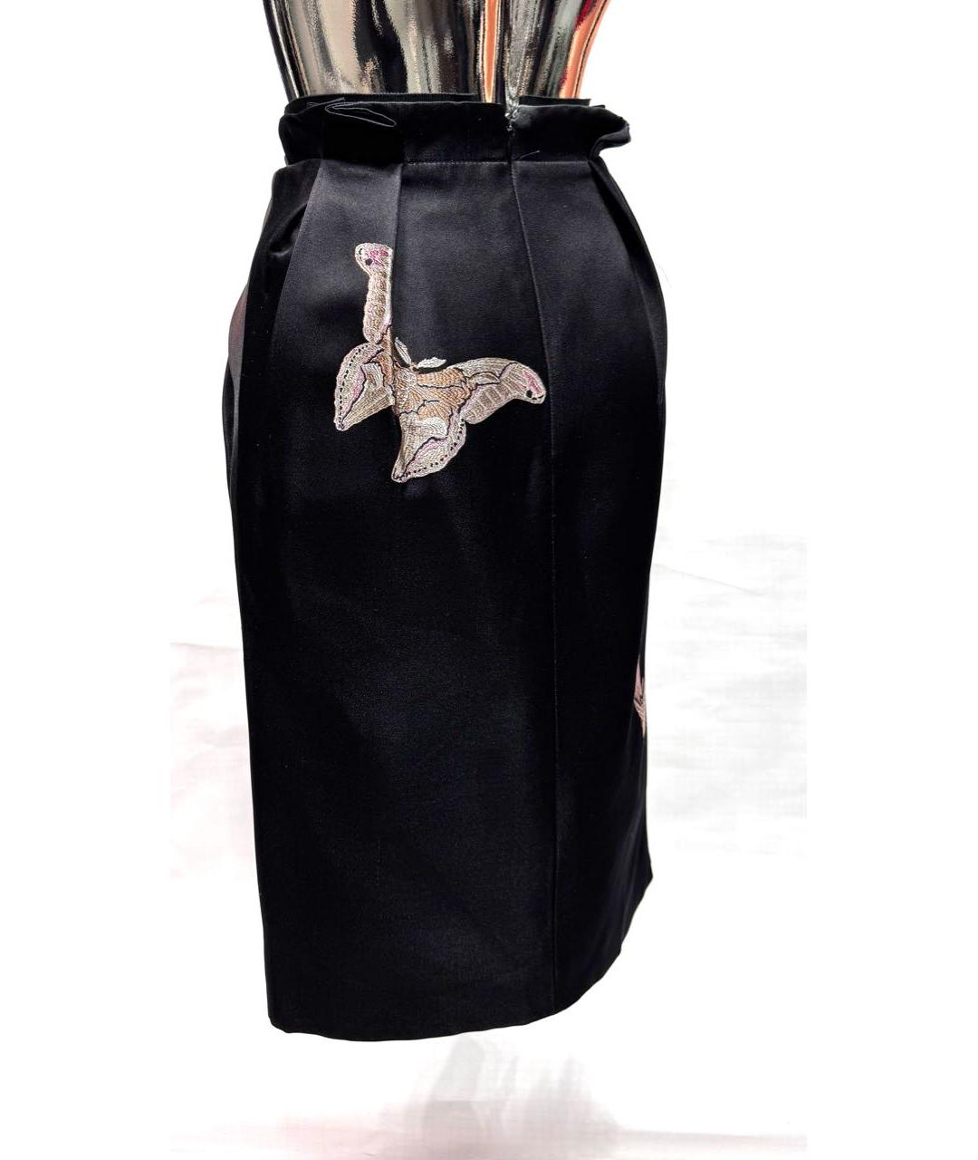 ALEXANDER MCQUEEN Черная шелковая юбка миди, фото 2