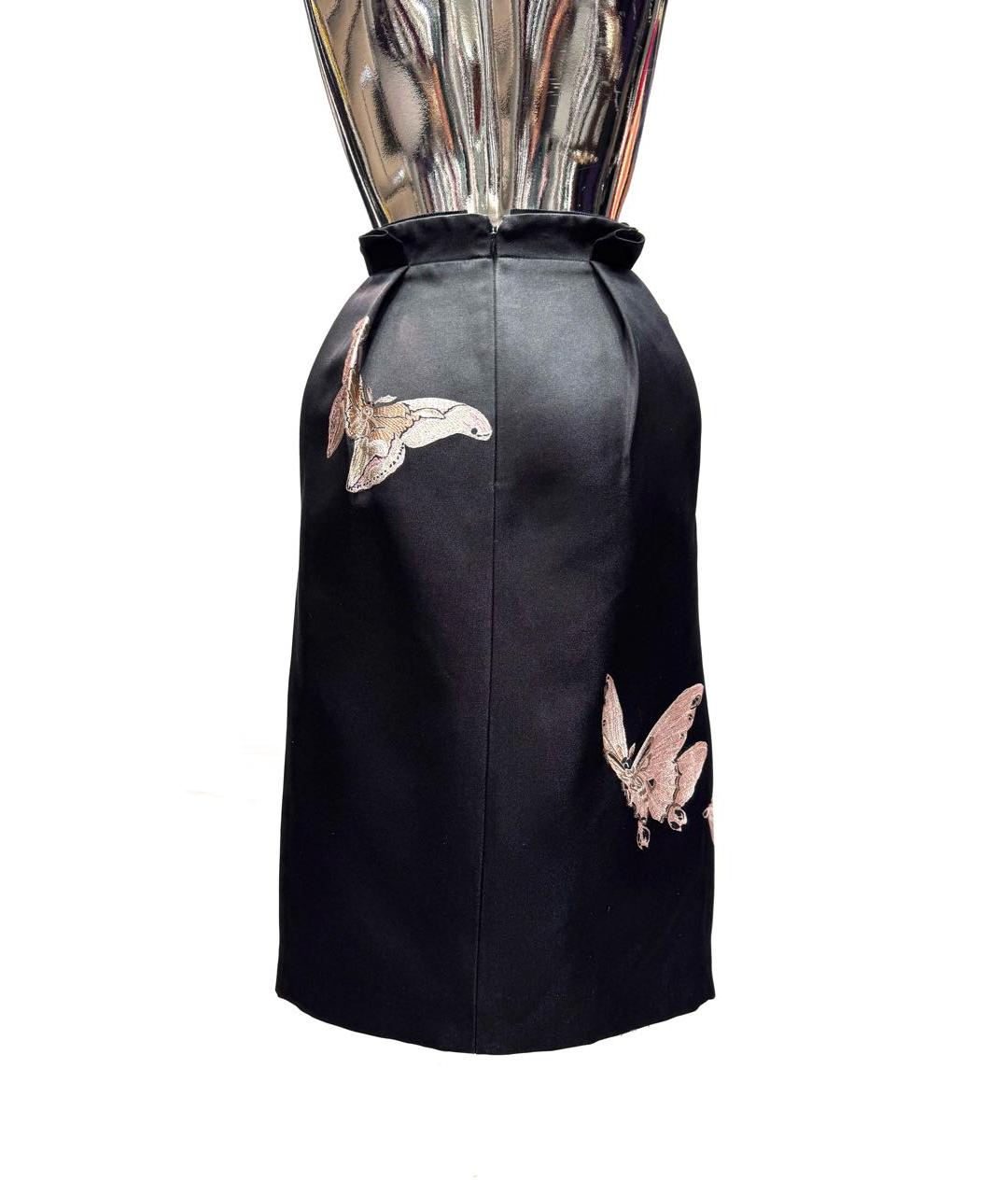 ALEXANDER MCQUEEN Черная шелковая юбка миди, фото 4