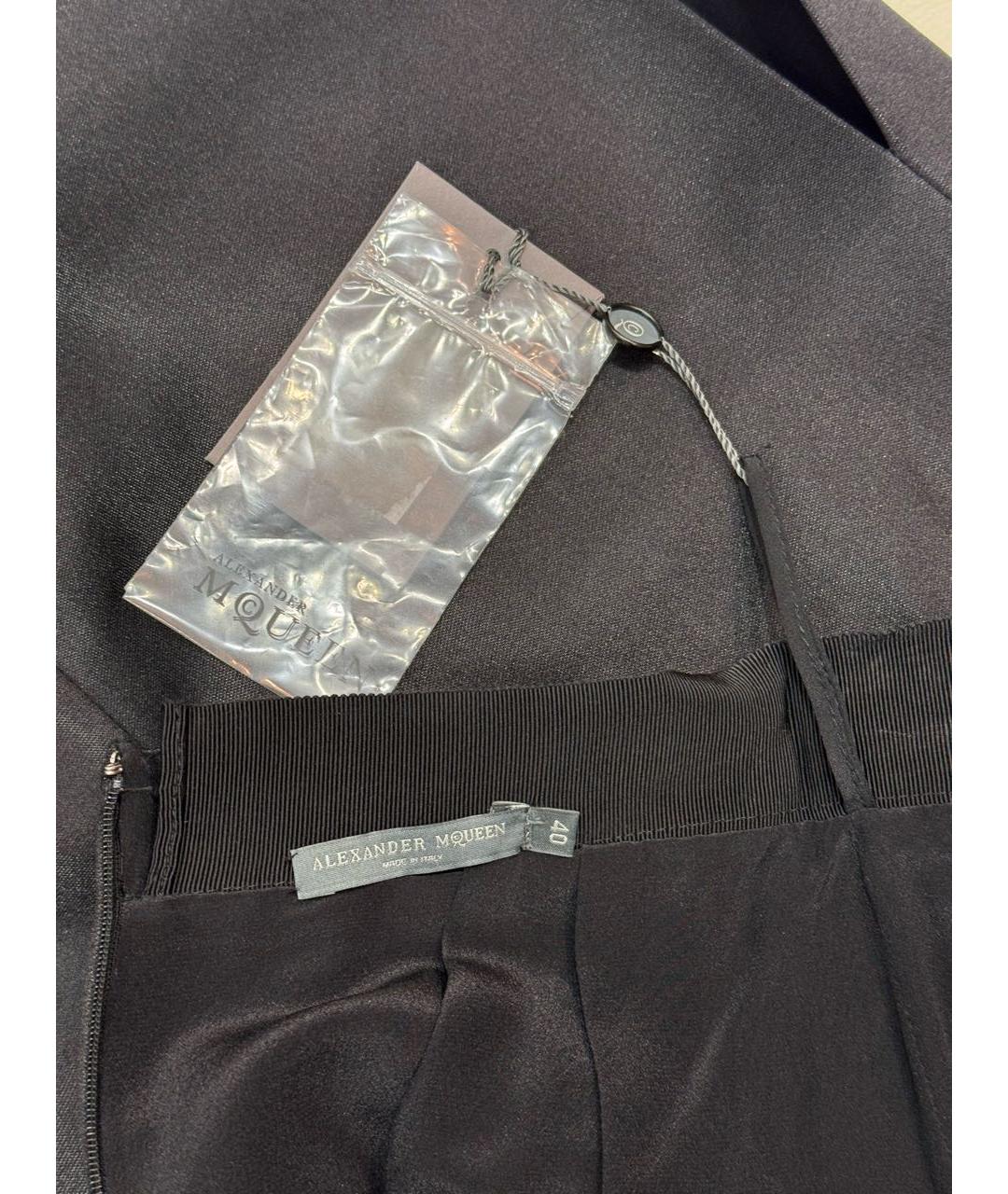 ALEXANDER MCQUEEN Черная шелковая юбка миди, фото 6