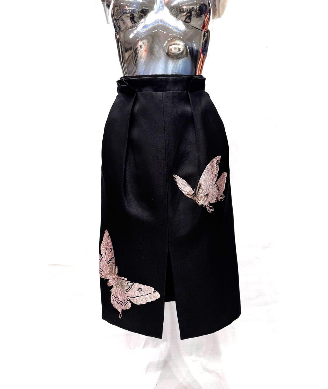 ALEXANDER MCQUEEN Черная шелковая юбка миди, фото 9