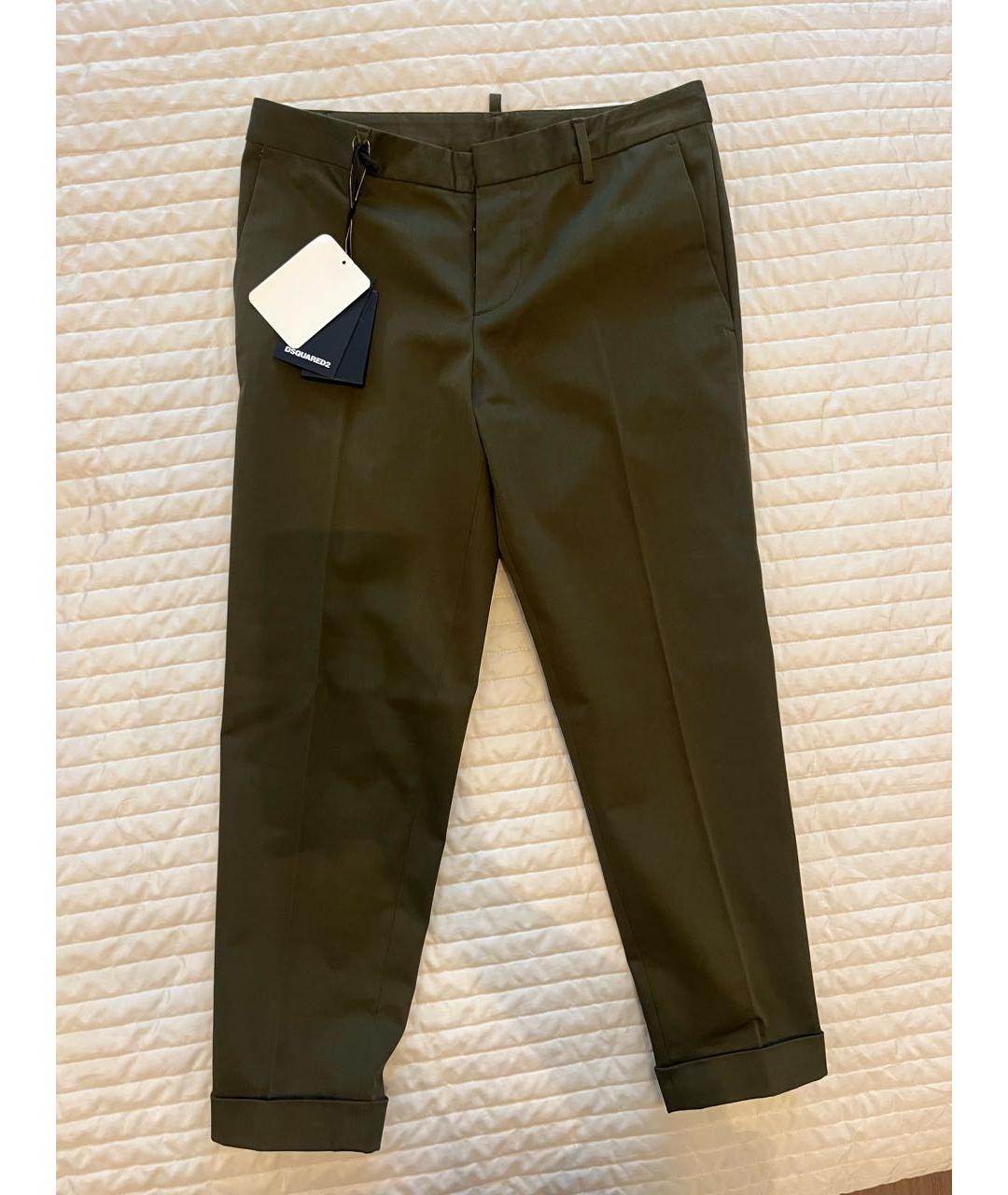 DSQUARED2 Хаки хлопковые брюки узкие, фото 5