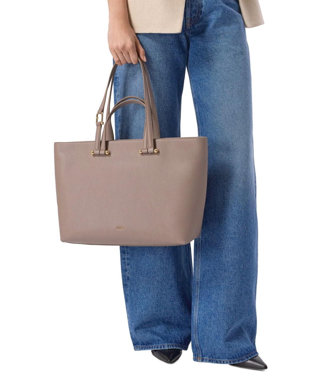 FURLA Бежевая кожаная сумка тоут, фото 5