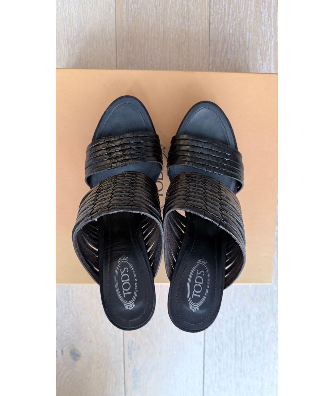 TOD'S Коричневые кожаные сабо, фото 3